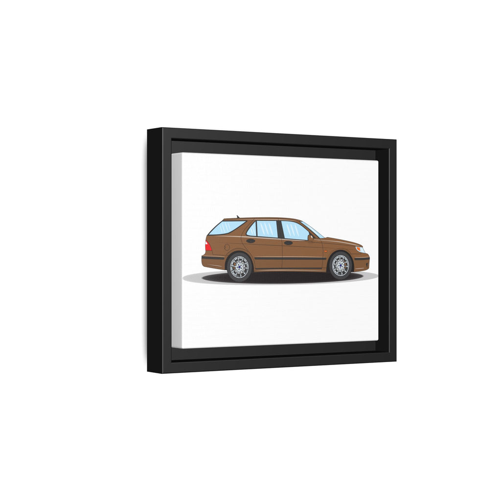 Saab 9-5 OG Aero Wagon Hazelnut Metallic Art Print — Framed Matte Canvas Wall Decor