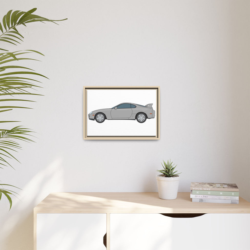 Toyota Supra MK4 Silver Metallic Art Print — Framed Matte Canvas Wall Decor