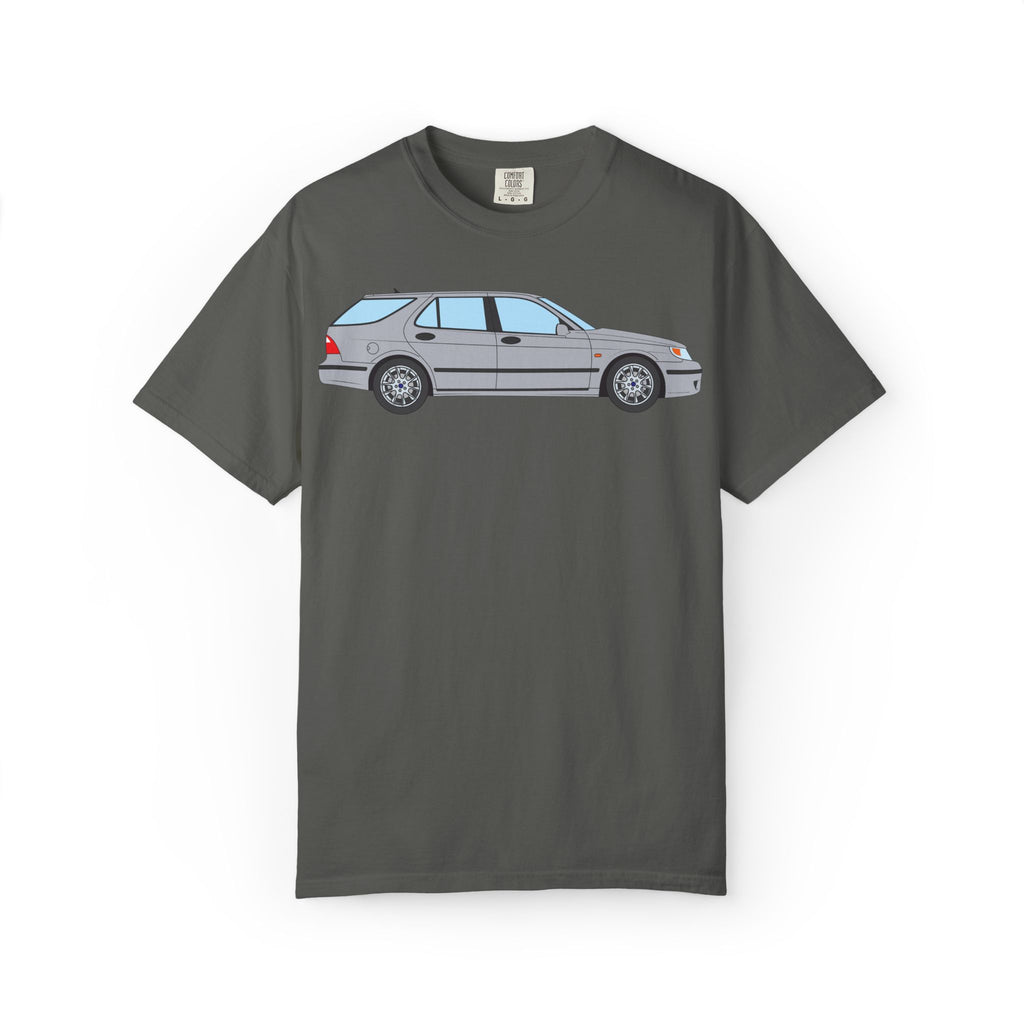 Saab 9-5 OG Aero Wagon Silver Metallic  — T-Shirt — Retro Car Graphic Tee
