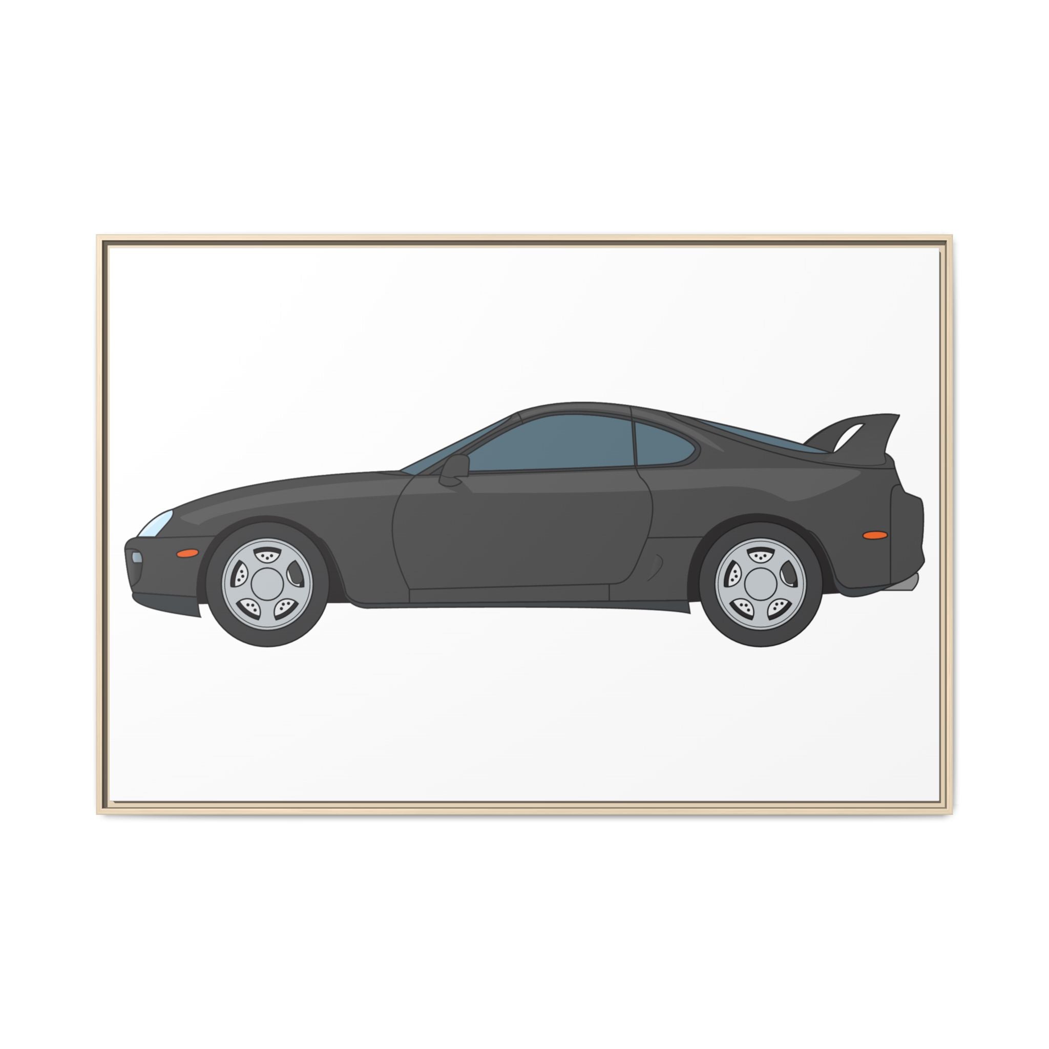 Toyota Supra MK4 Anthracite Art Print — Framed Matte Canvas Wall Decor