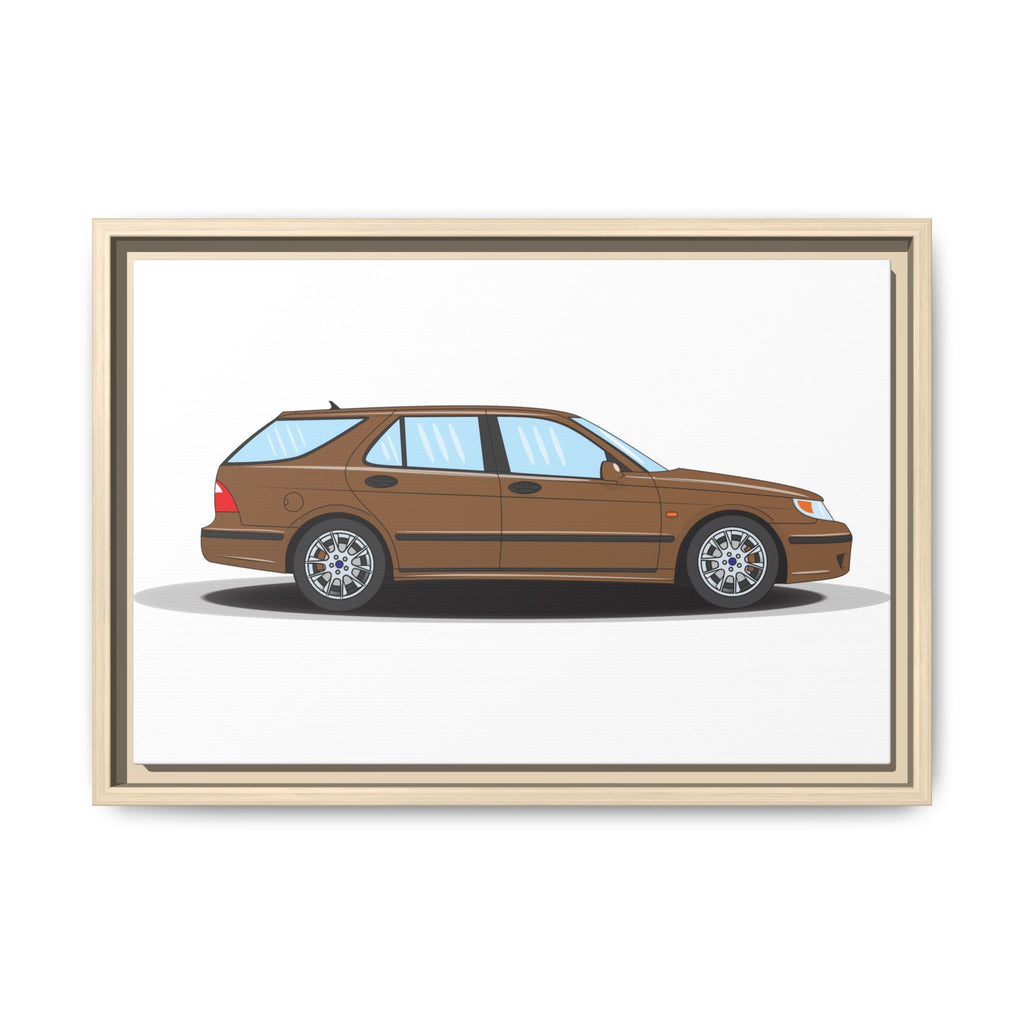 Saab 9-5 OG Aero Wagon Hazelnut Metallic Art Print — Framed Matte Canvas Wall Decor