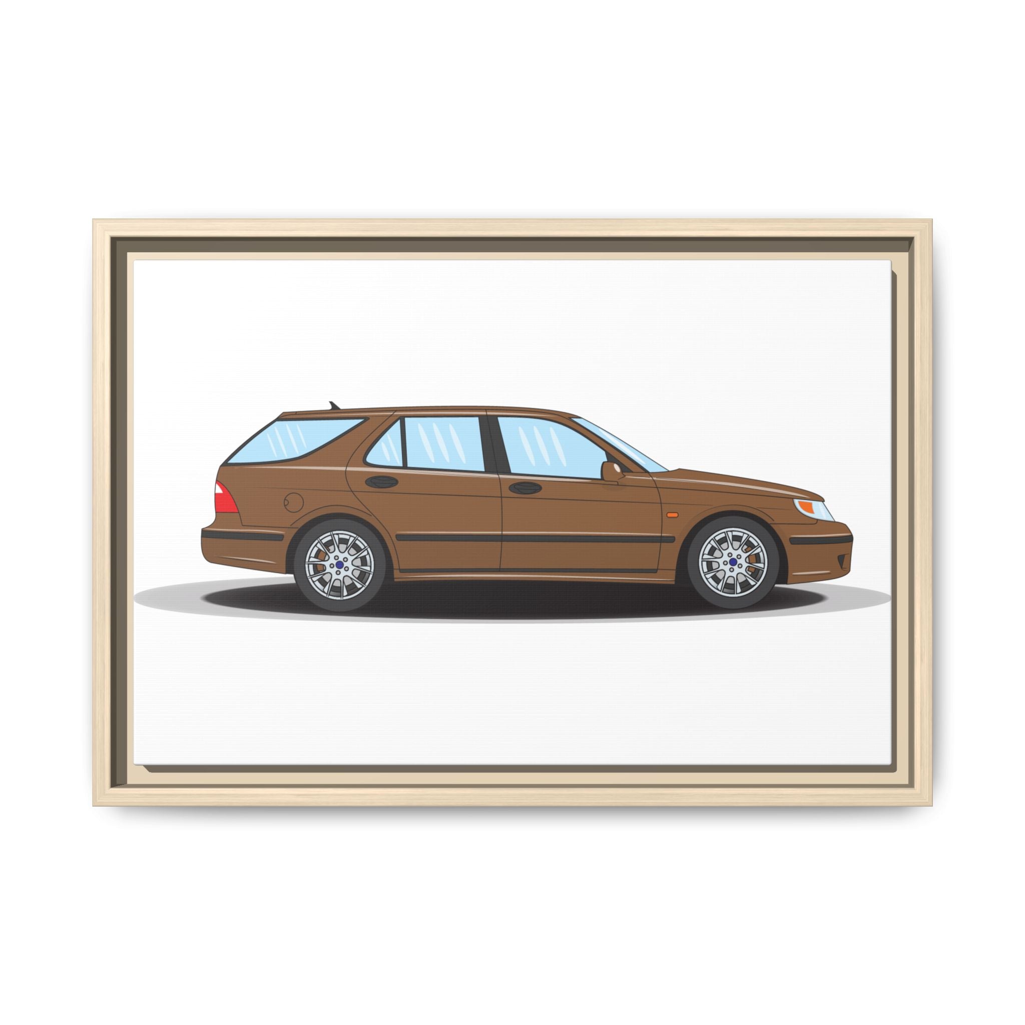 Saab 9-5 OG Aero Wagon Hazelnut Metallic Art Print — Framed Matte Canvas Wall Decor