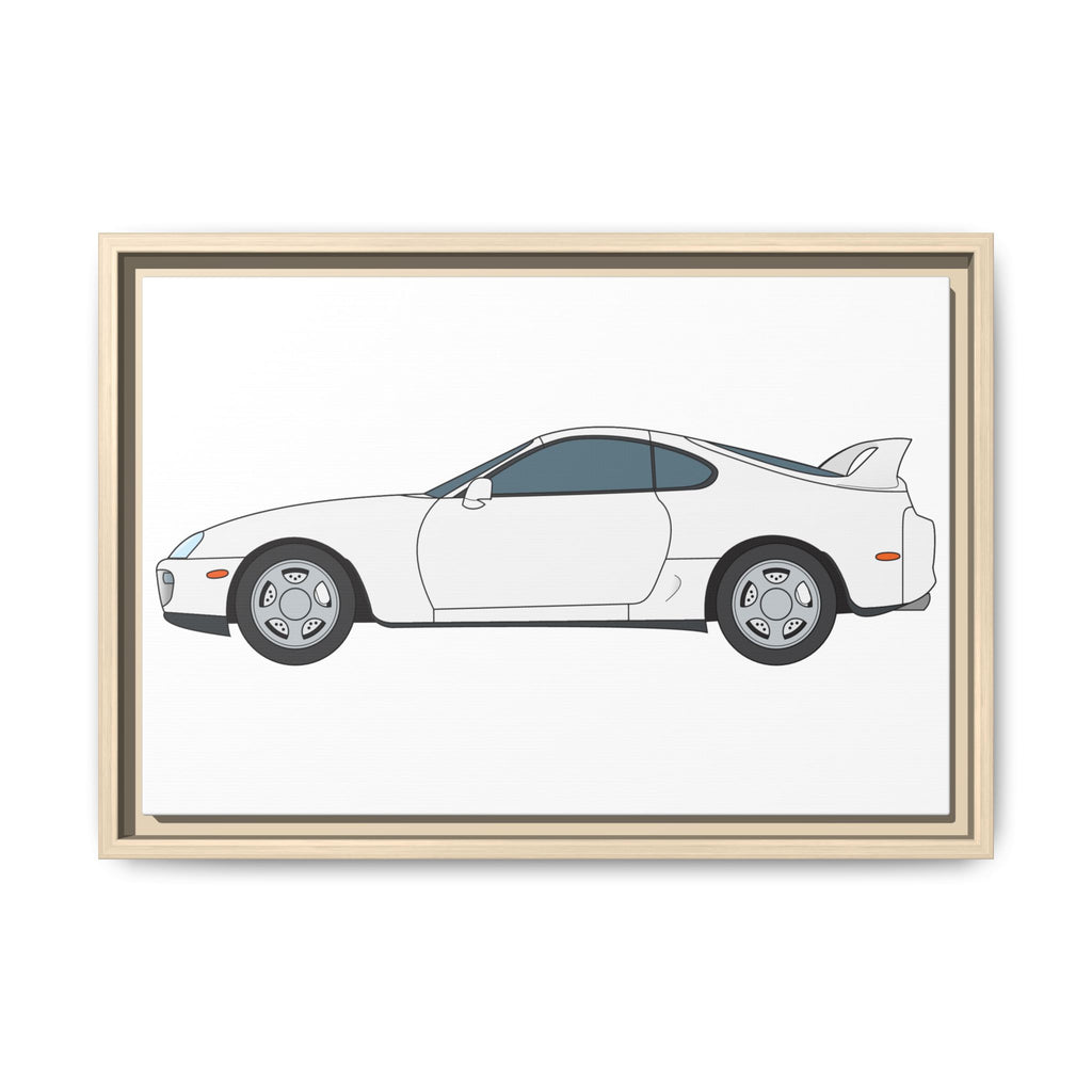 Toyota Supra MK4 Super White ll Art Print — Framed Matte Canvas Wall Decor