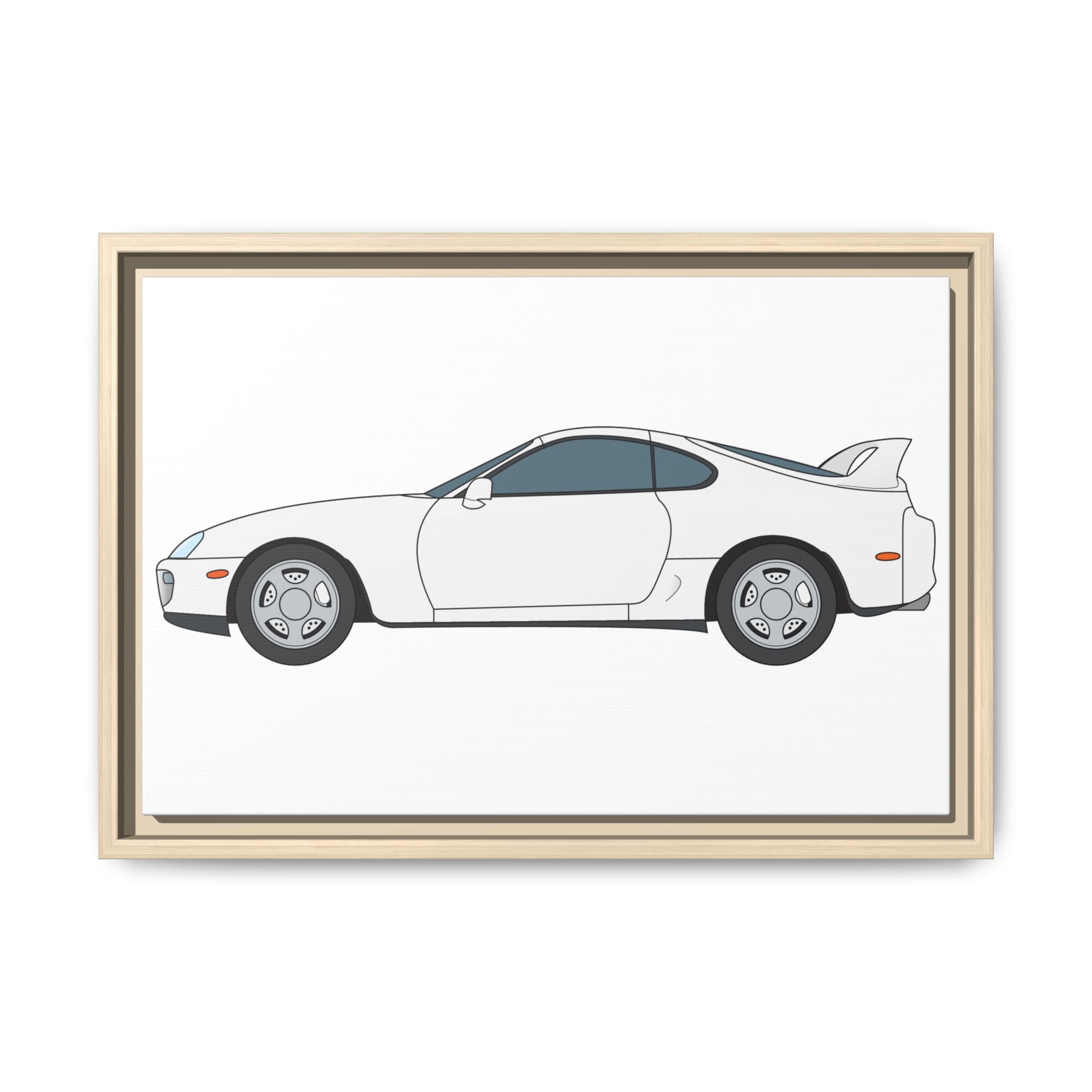 Toyota Supra MK4 Super White ll Art Print — Framed Matte Canvas Wall Decor