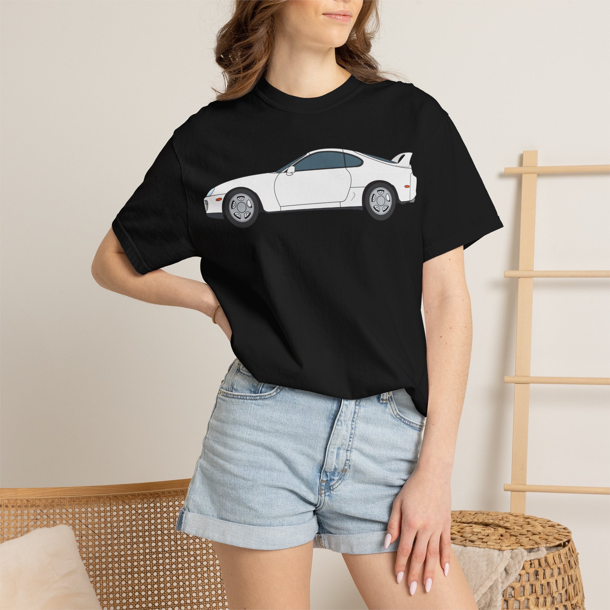 Toyota Supra MK4 Super White ll  — T-Shirt — Retro Car Graphic Tee