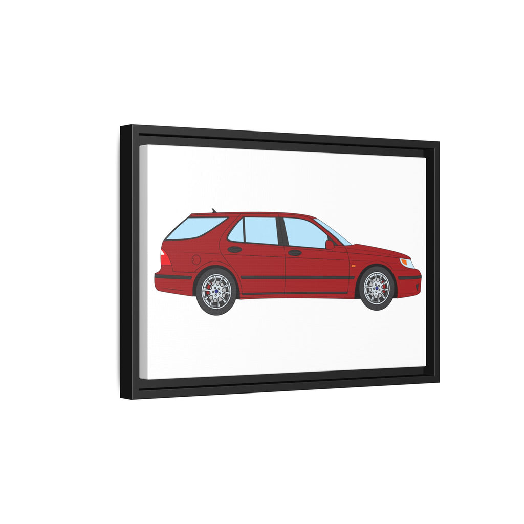 Saab 9-5 OG Aero Wagon — Laser Red Art Print — Framed Matte Canvas Wall Decor