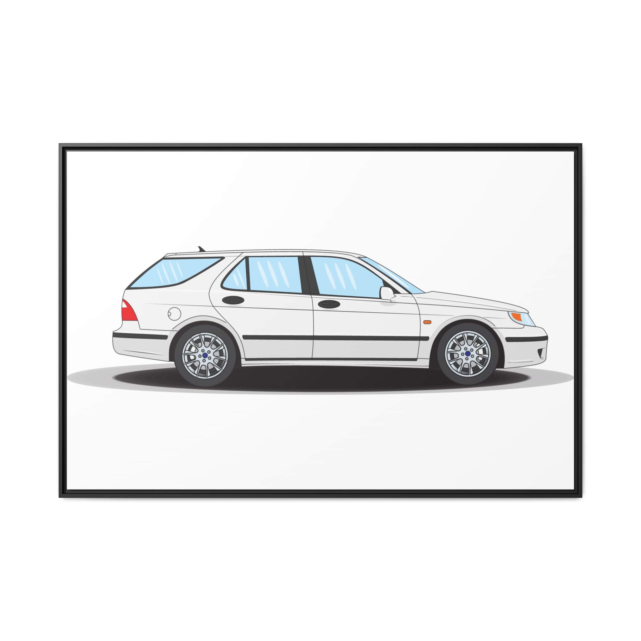 Saab 9-5 OG Aero Wagon Artic White Art Print — Framed Matte Canvas Wall Decor