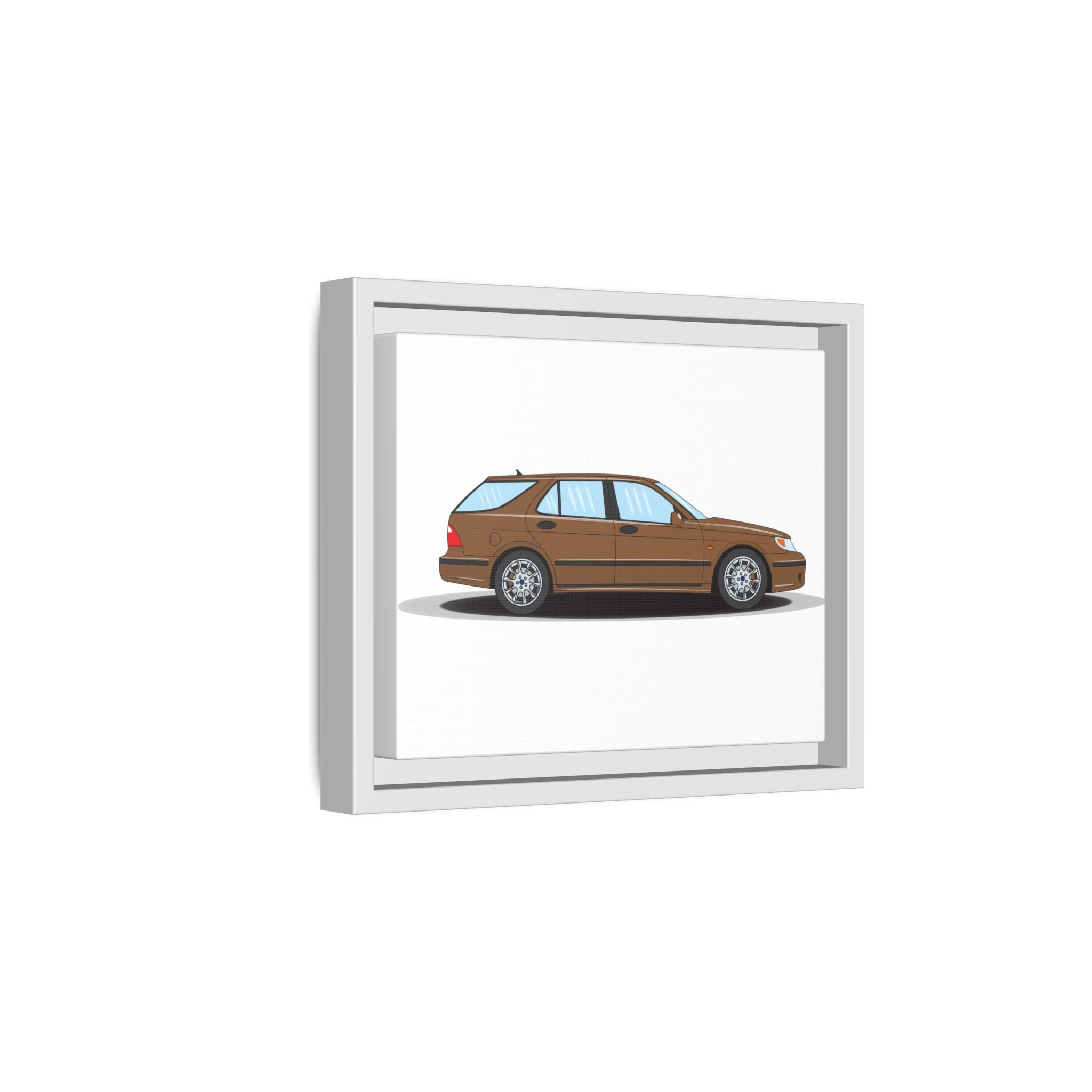 Saab 9-5 OG Aero Wagon Hazelnut Metallic Art Print — Framed Matte Canvas Wall Decor