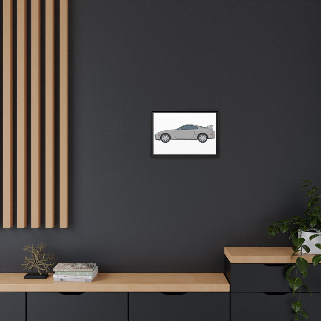 Toyota Supra MK4 Silver Metallic Art Print — Framed Matte Canvas Wall Decor