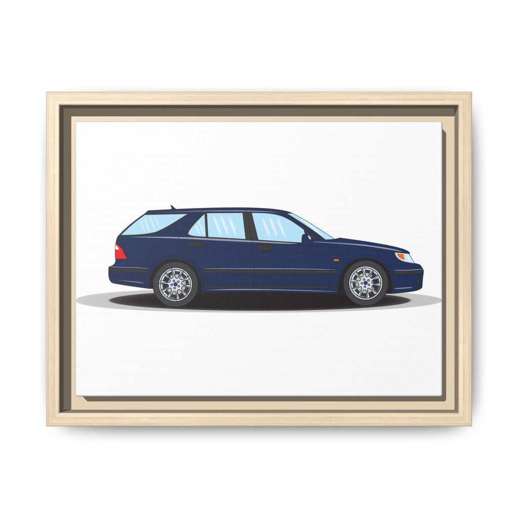 Saab 9-5 OG Aero Wagon Midnight Blue Art Print — Framed Matte Canvas Wall Decor
