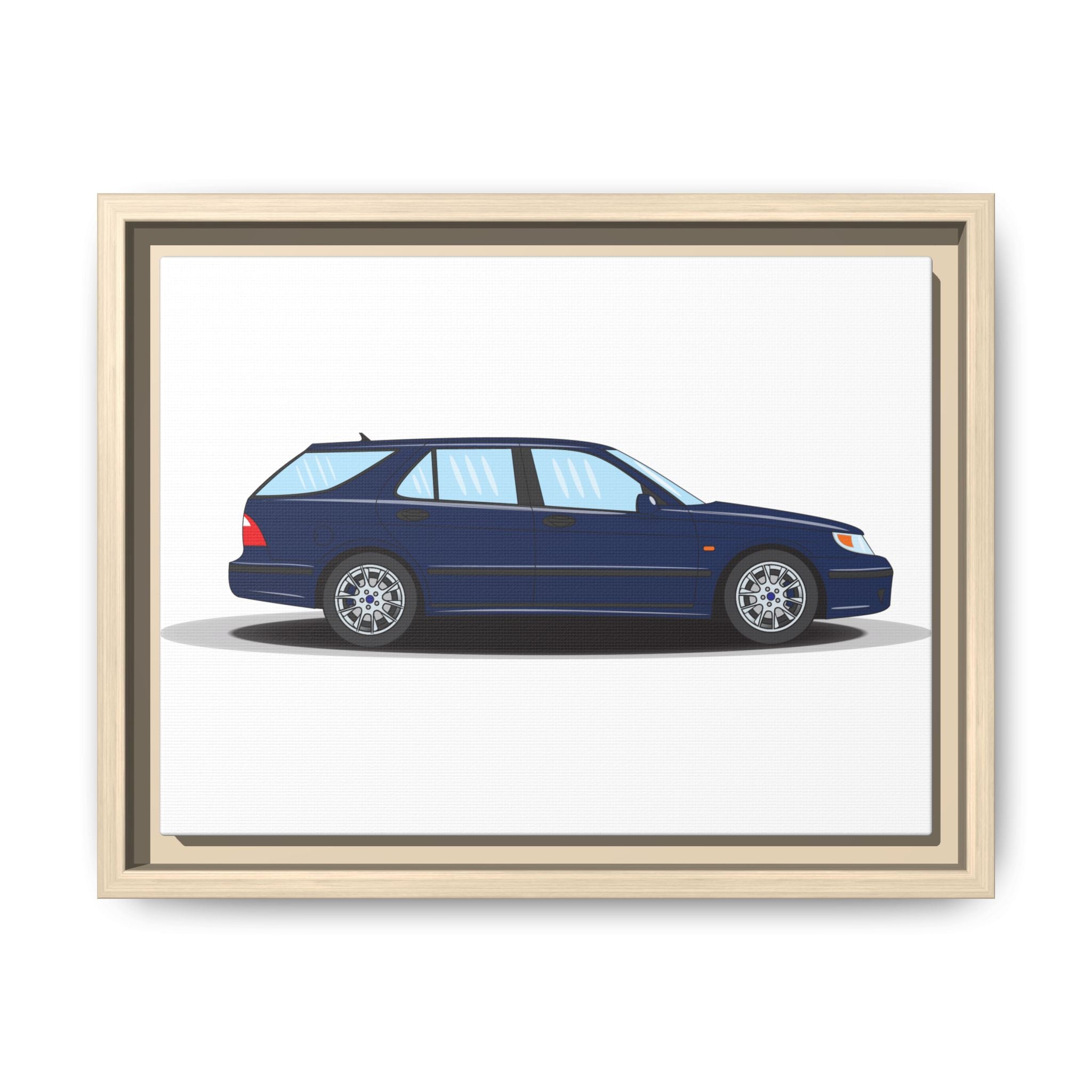 Saab 9-5 OG Aero Wagon Midnight Blue Art Print — Framed Matte Canvas Wall Decor