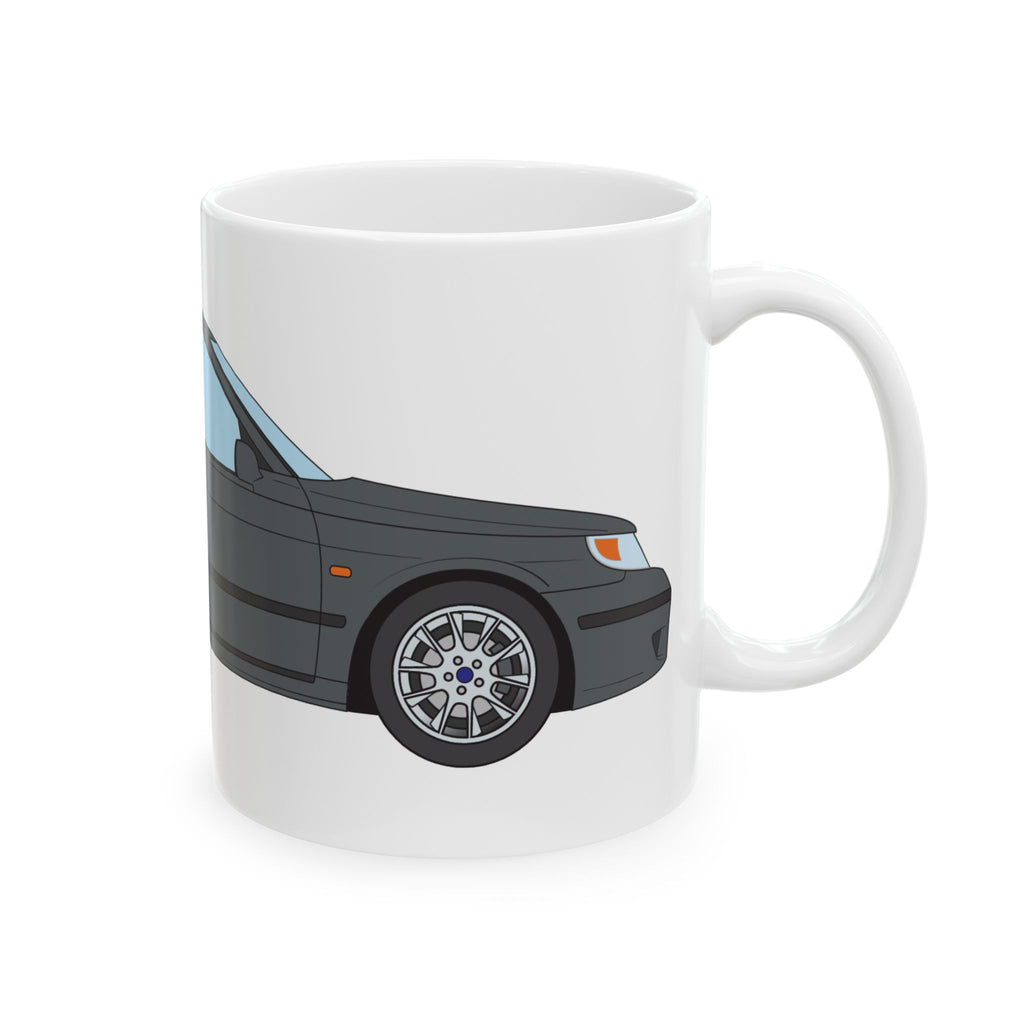 Saab 9-5 OG Aero Wagon Steel Grey — Ceramic Mug — Coffee Cup (11oz & 15oz)