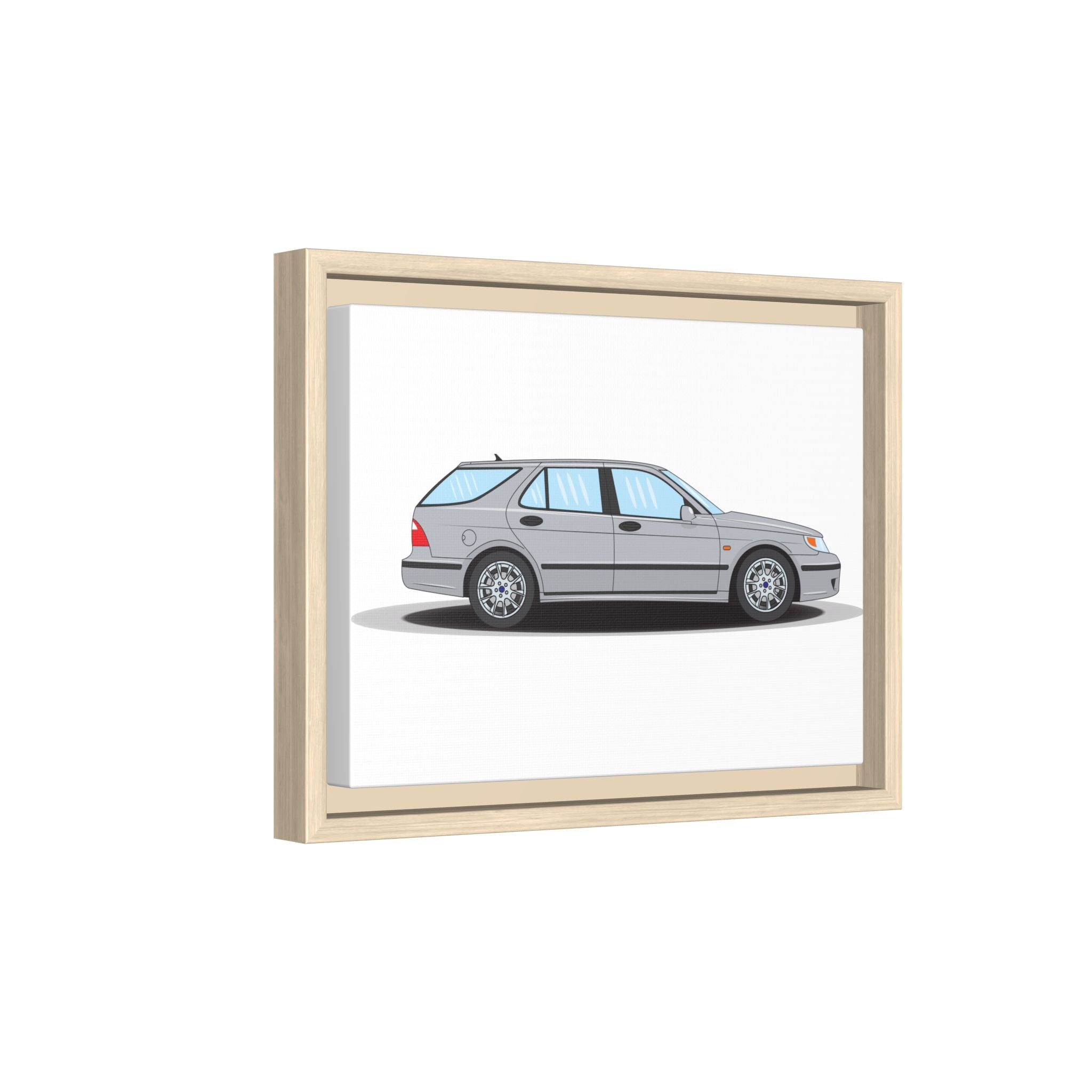 Saab 9-5 OG Aero Wagon Silver Metallic Art Print — Framed Matte Canvas Wall Decor