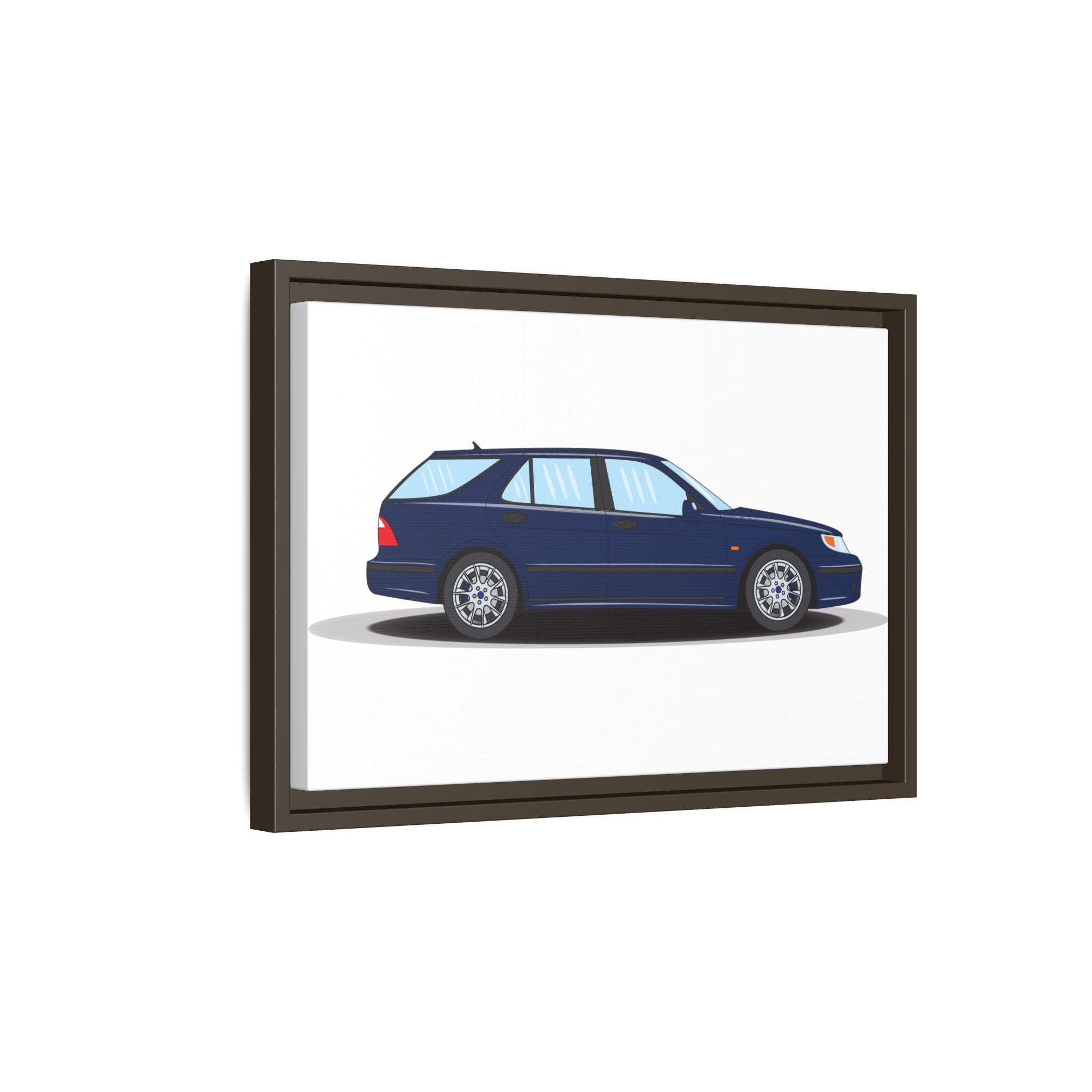 Saab 9-5 OG Aero Wagon Midnight Blue Art Print — Framed Matte Canvas Wall Decor