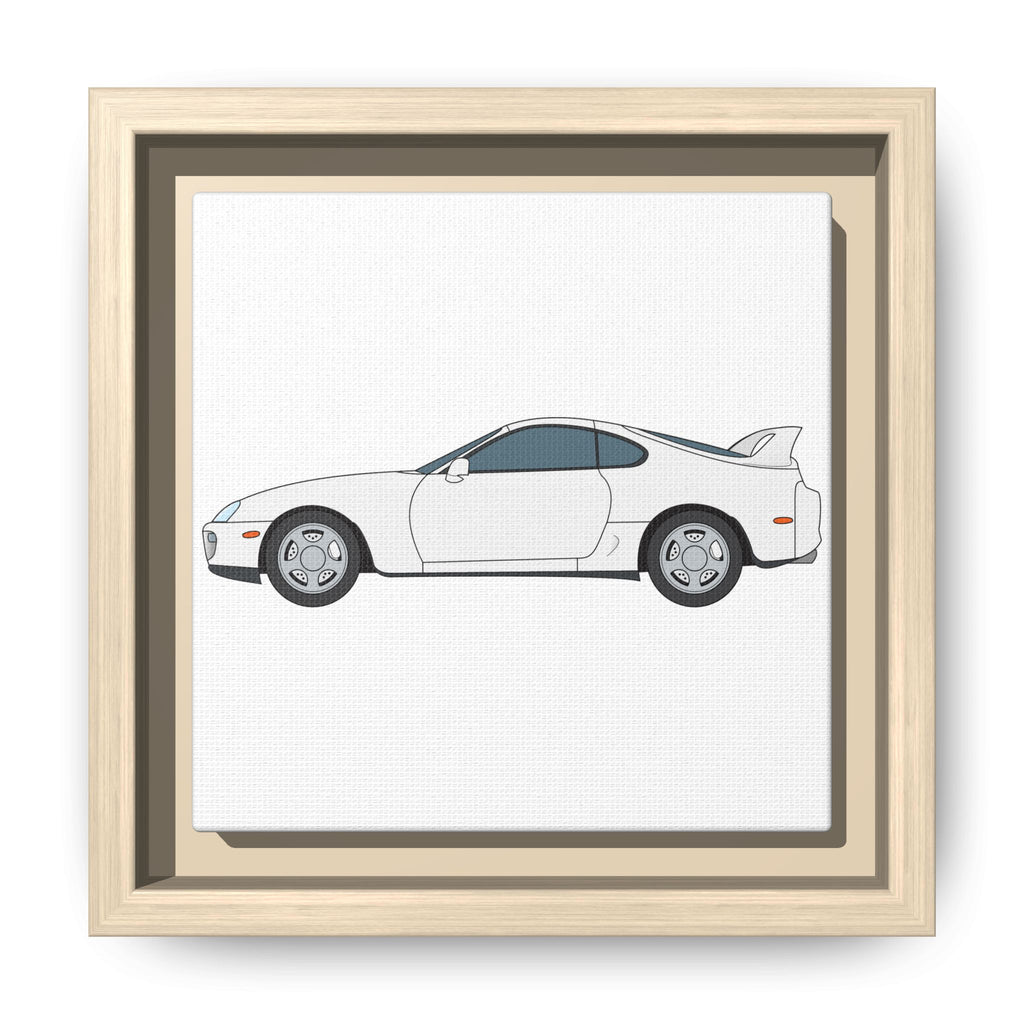 Toyota Supra MK4 Super White ll Art Print — Framed Matte Canvas Wall Decor
