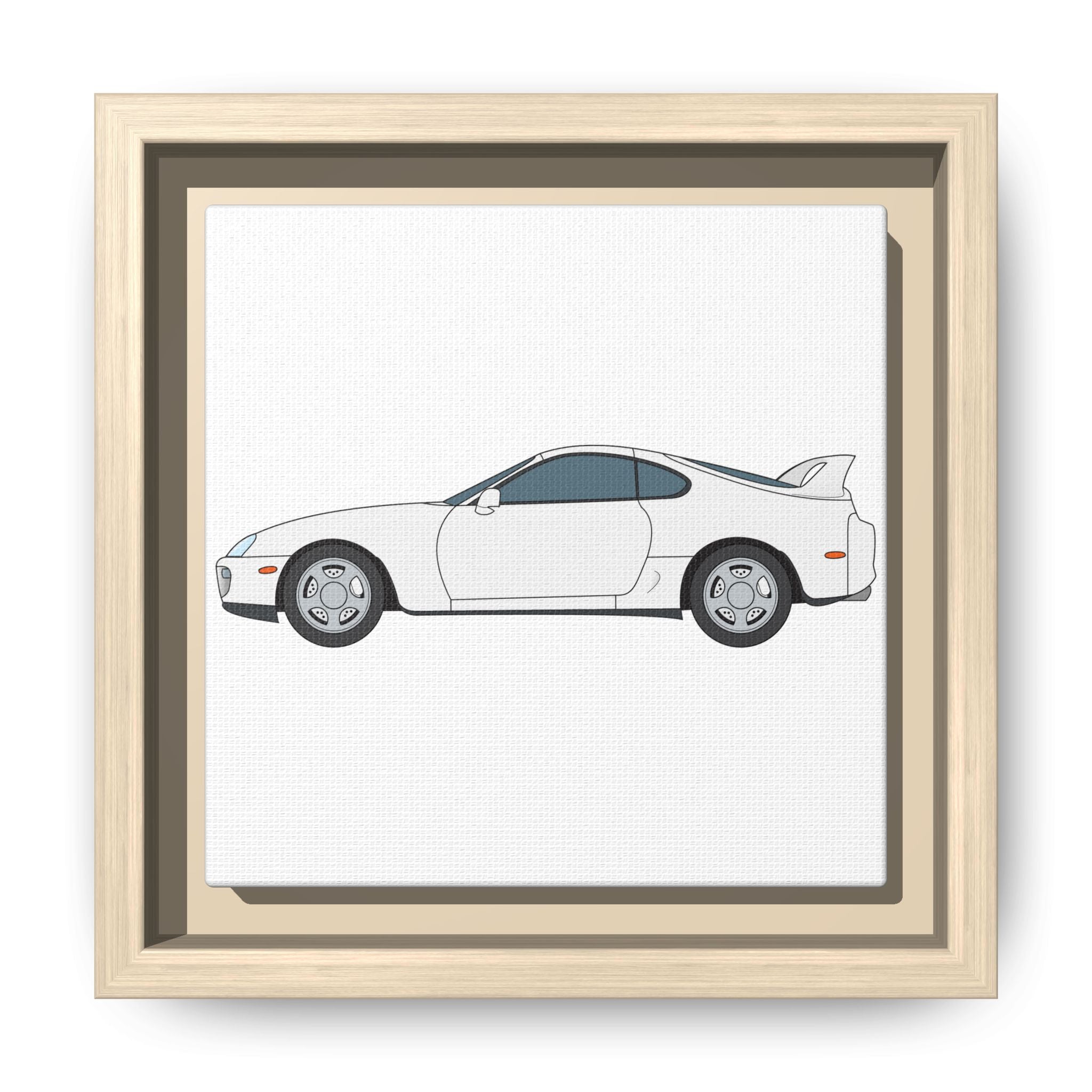 Toyota Supra MK4 Super White ll Art Print — Framed Matte Canvas Wall Decor