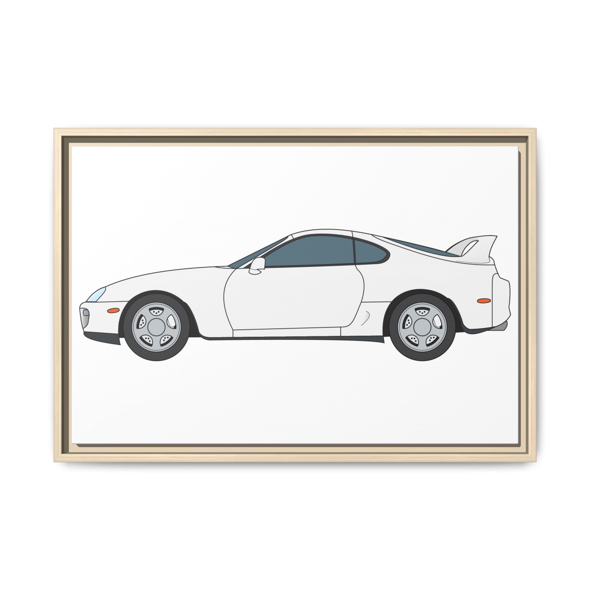 Toyota Supra MK4 Super White ll Art Print — Framed Matte Canvas Wall Decor