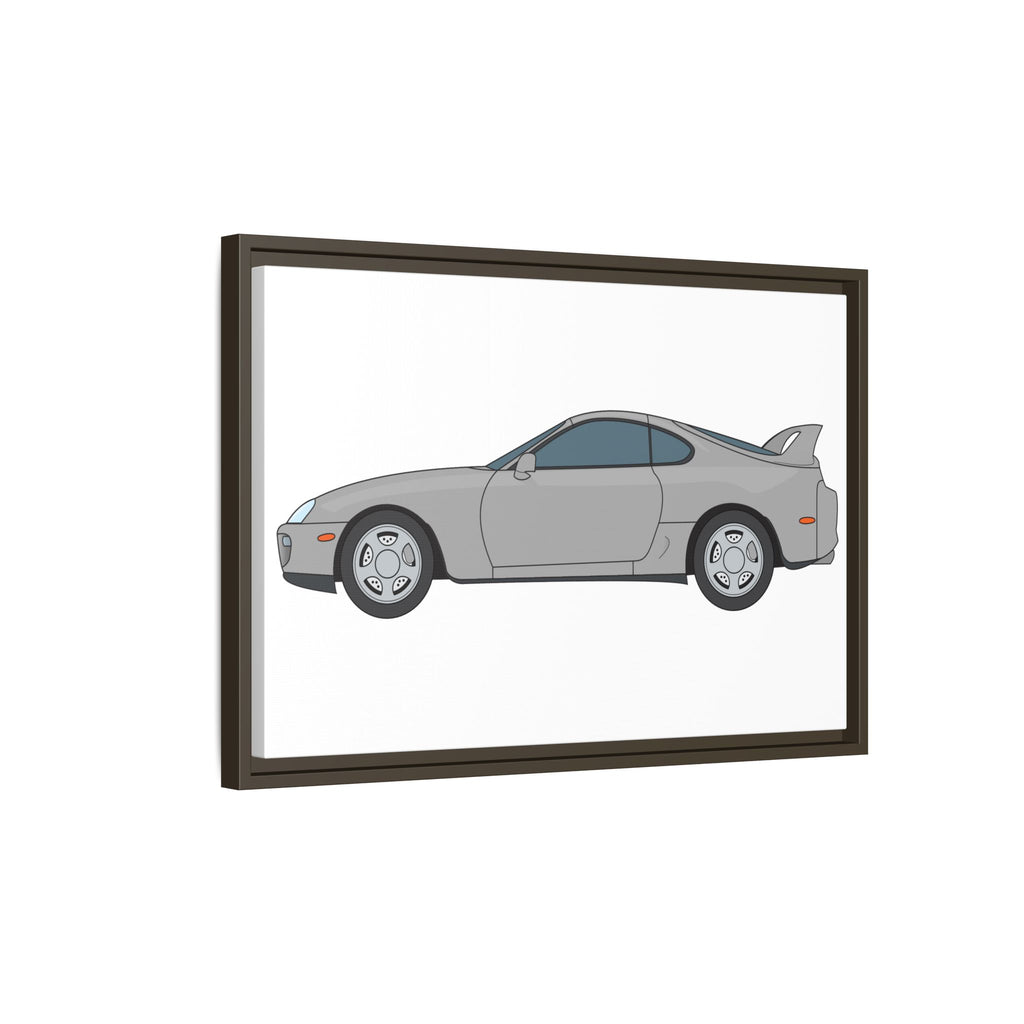 Toyota Supra MK4 Silver Metallic Art Print — Framed Matte Canvas Wall Decor