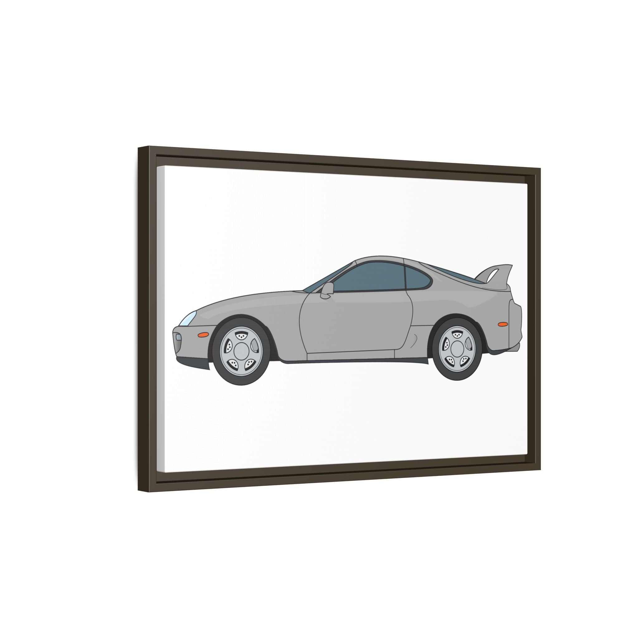 Toyota Supra MK4 Silver Metallic Art Print — Framed Matte Canvas Wall Decor