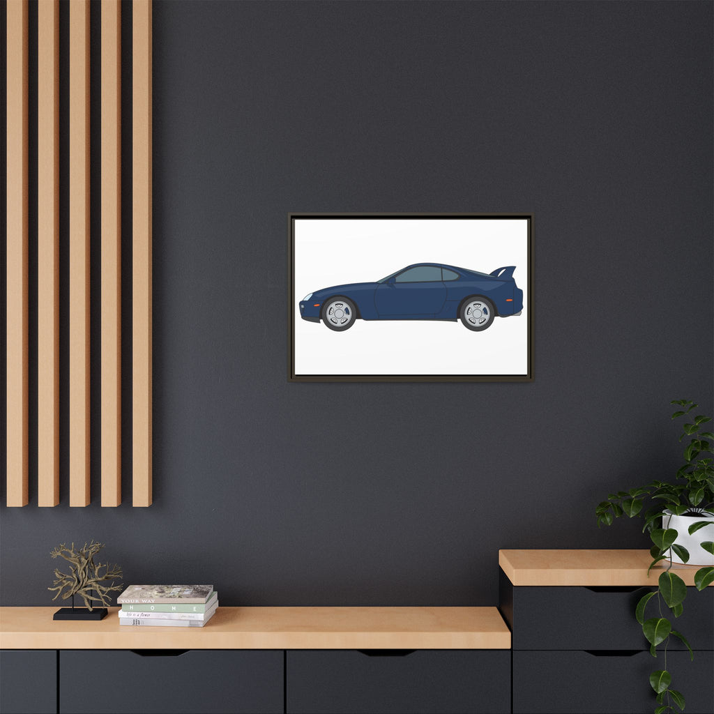 Toyota Supra MK4 Royal Sapphire Art Print — Framed Matte Canvas Wall Decor