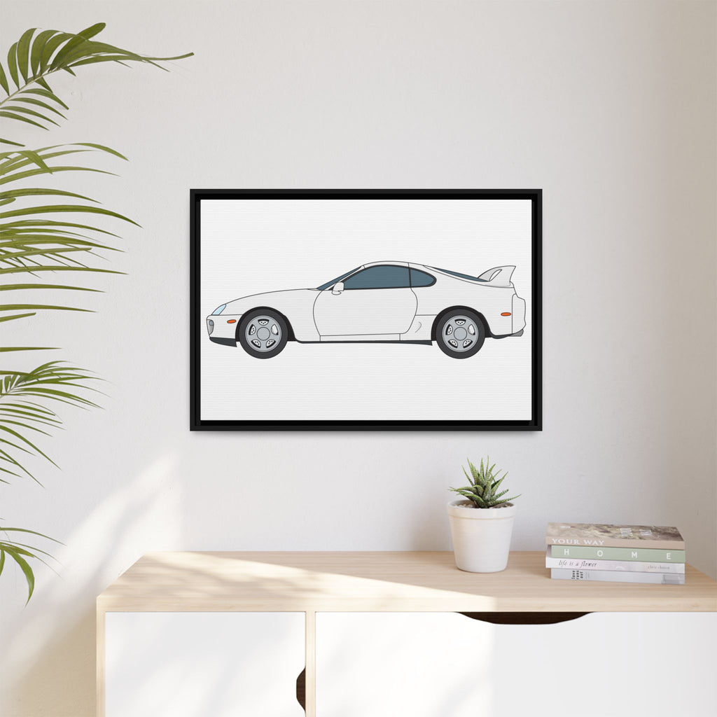 Toyota Supra MK4 Super White ll Art Print — Framed Matte Canvas Wall Decor
