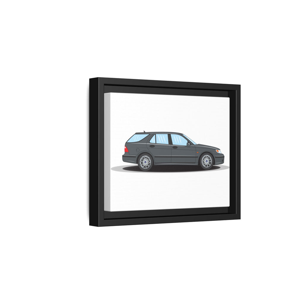 Saab 9-5 OG Aero Steel Grey Art Print — Framed Matte Canvas Wall Decor