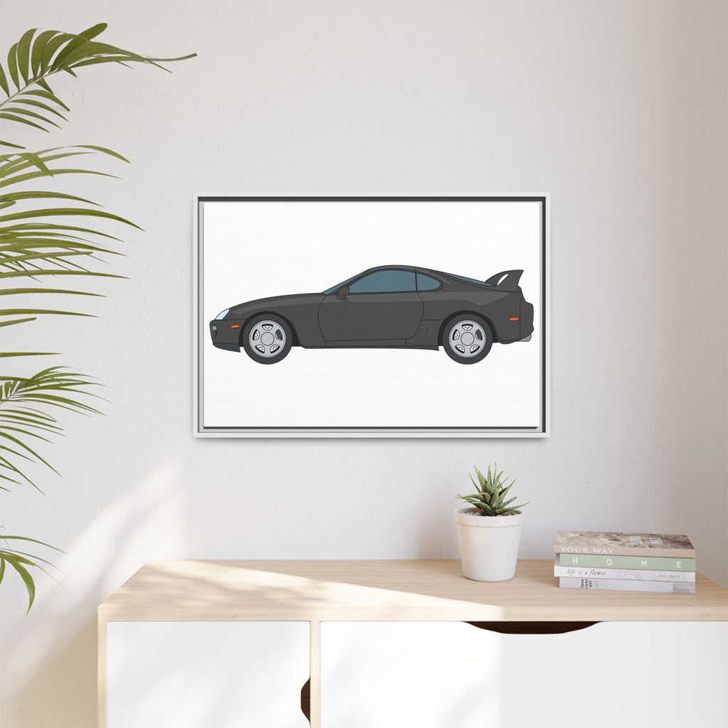 Toyota Supra MK4 Anthracite Art Print — Framed Matte Canvas Wall Decor