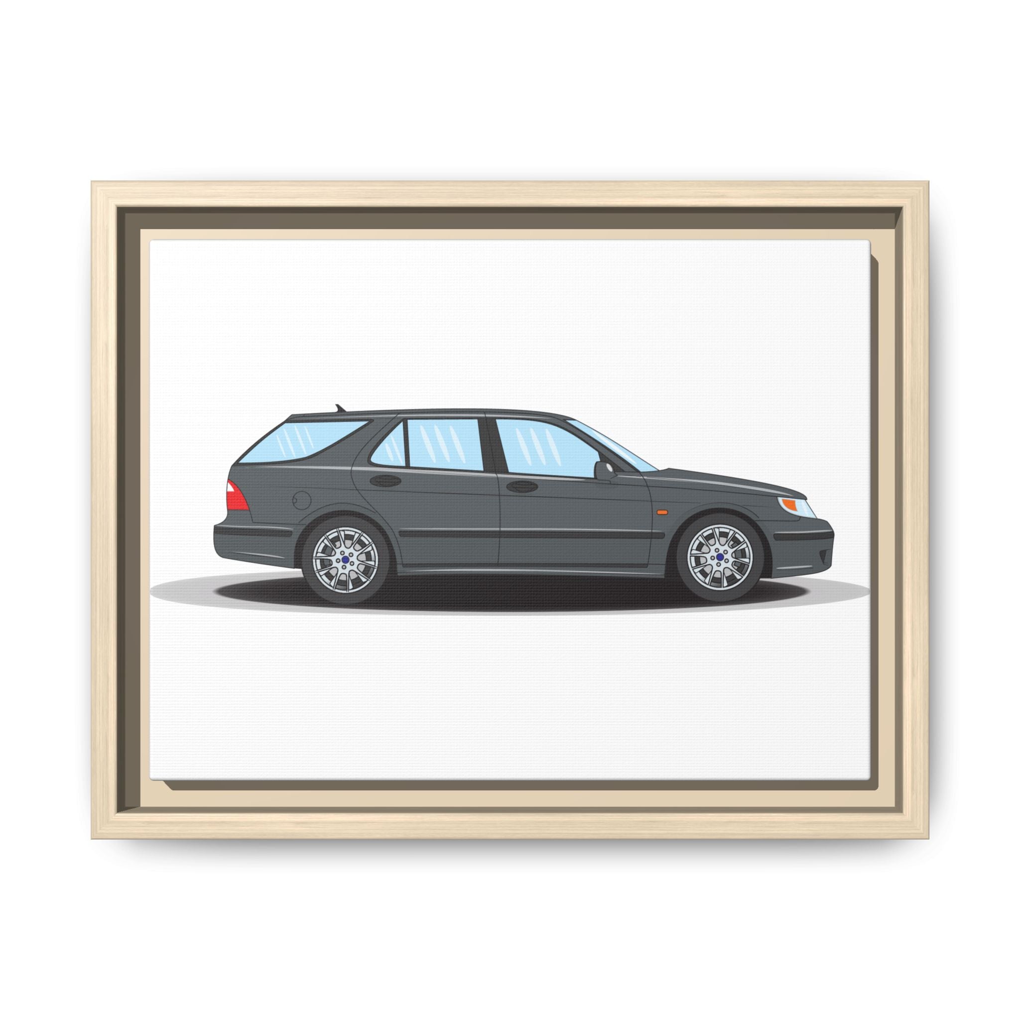 Saab 9-5 OG Aero Steel Grey Art Print — Framed Matte Canvas Wall Decor
