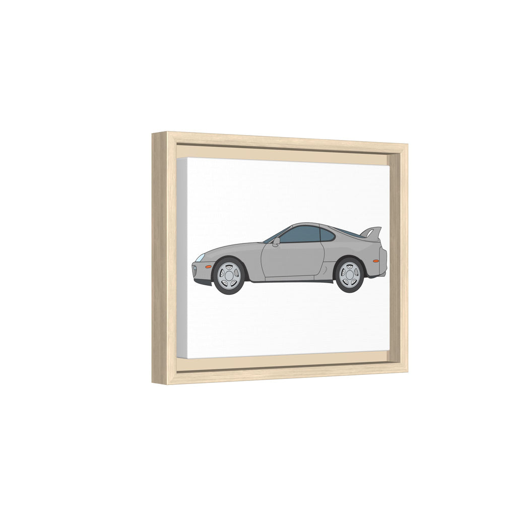 Toyota Supra MK4 Silver Metallic Art Print — Framed Matte Canvas Wall Decor