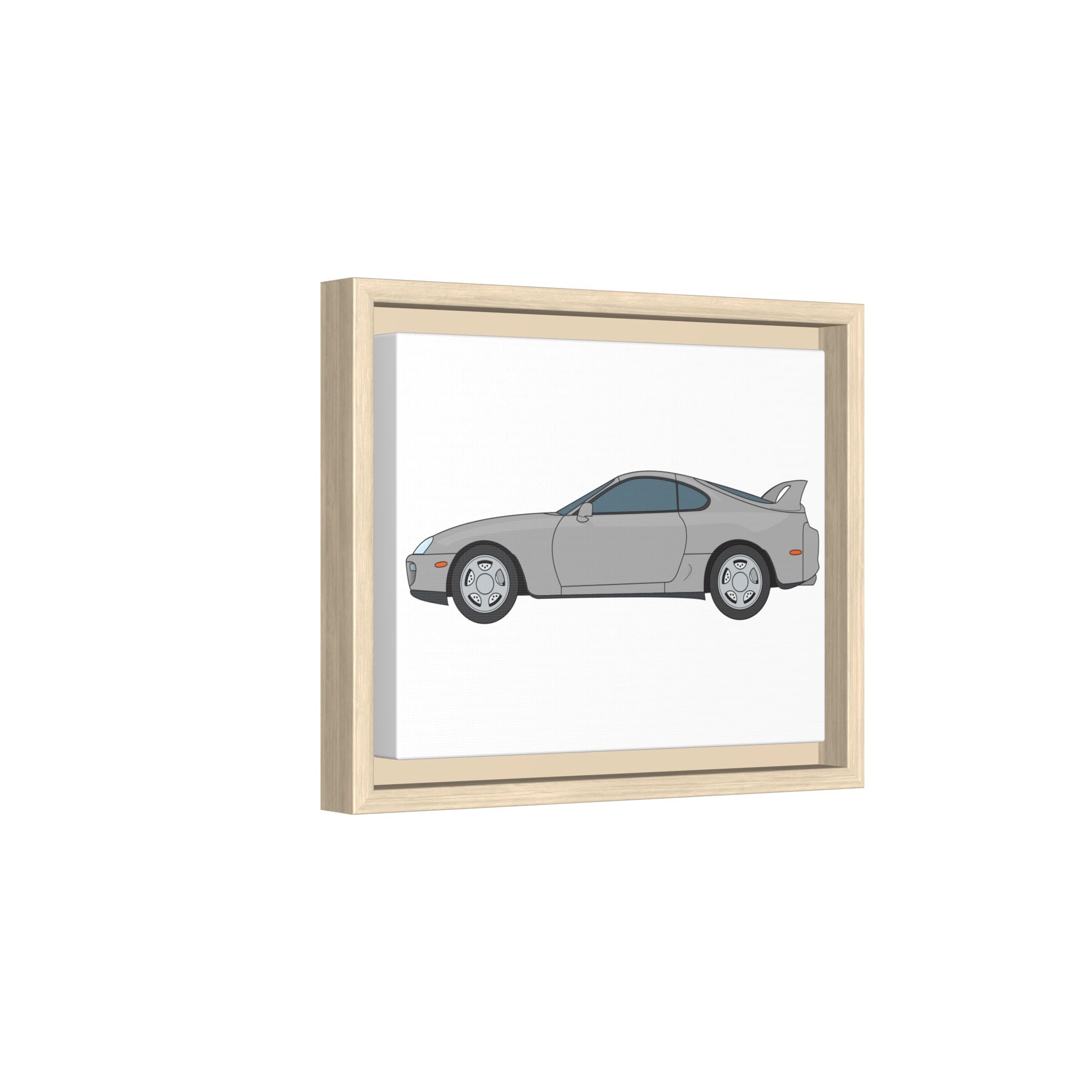 Toyota Supra MK4 Silver Metallic Art Print — Framed Matte Canvas Wall Decor