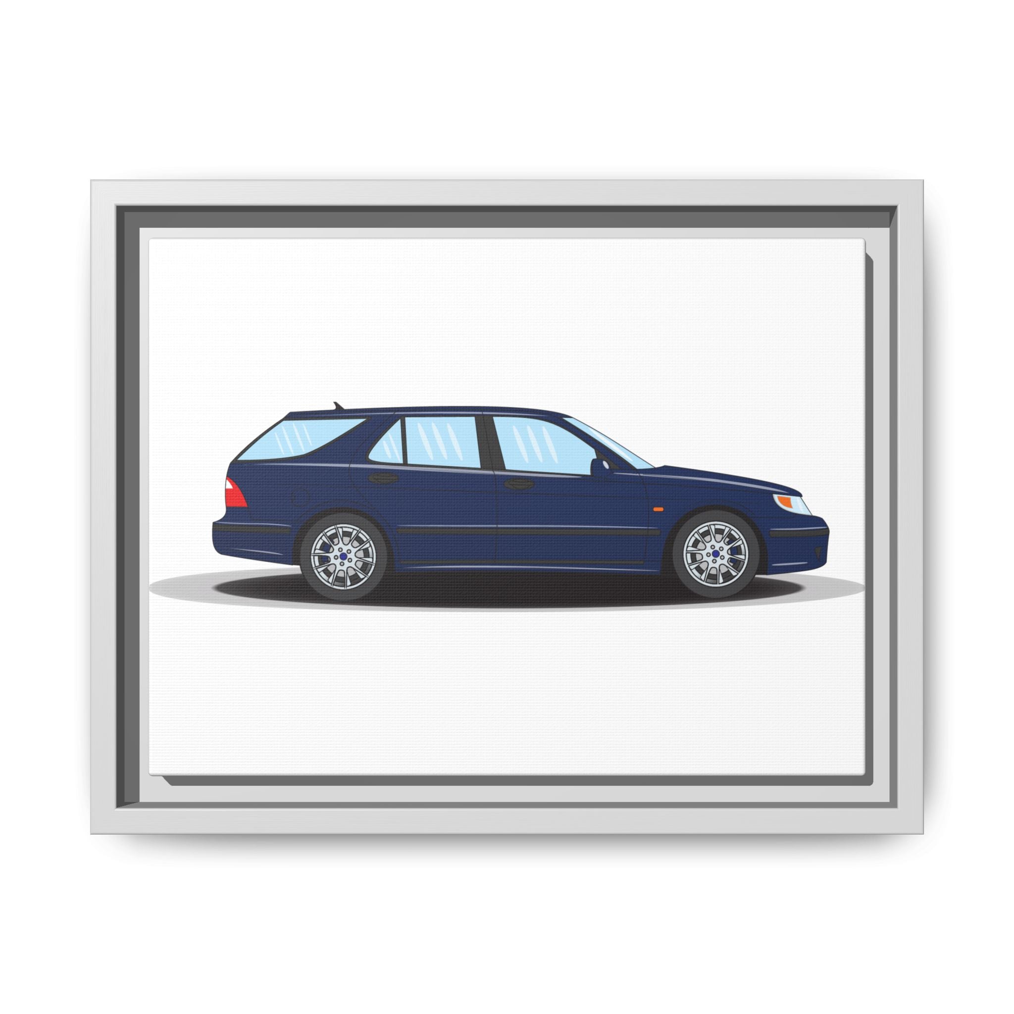 Saab 9-5 OG Aero Wagon Midnight Blue Art Print — Framed Matte Canvas Wall Decor