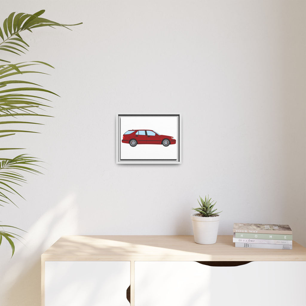 Saab 9-5 OG Aero Wagon — Laser Red Art Print — Framed Matte Canvas Wall Decor