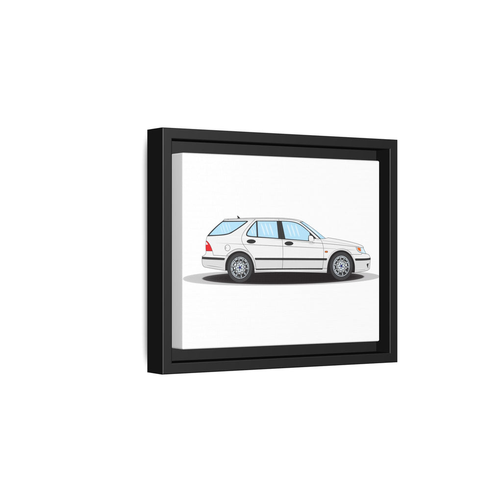Saab 9-5 OG Aero Wagon Artic White Art Print — Framed Matte Canvas Wall Decor
