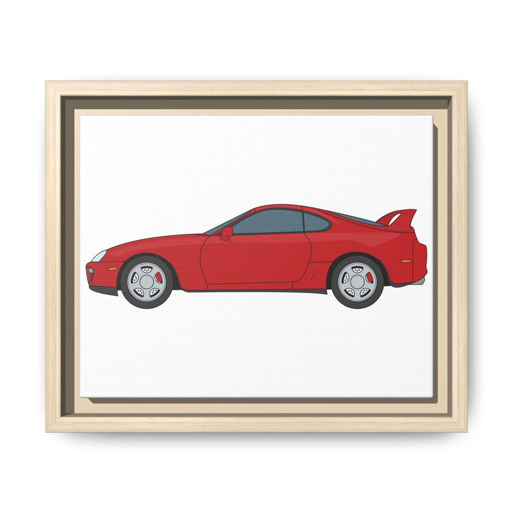Toyota Supra MK4 Super Red ll Art Print — Framed Matte Canvas Wall Decor