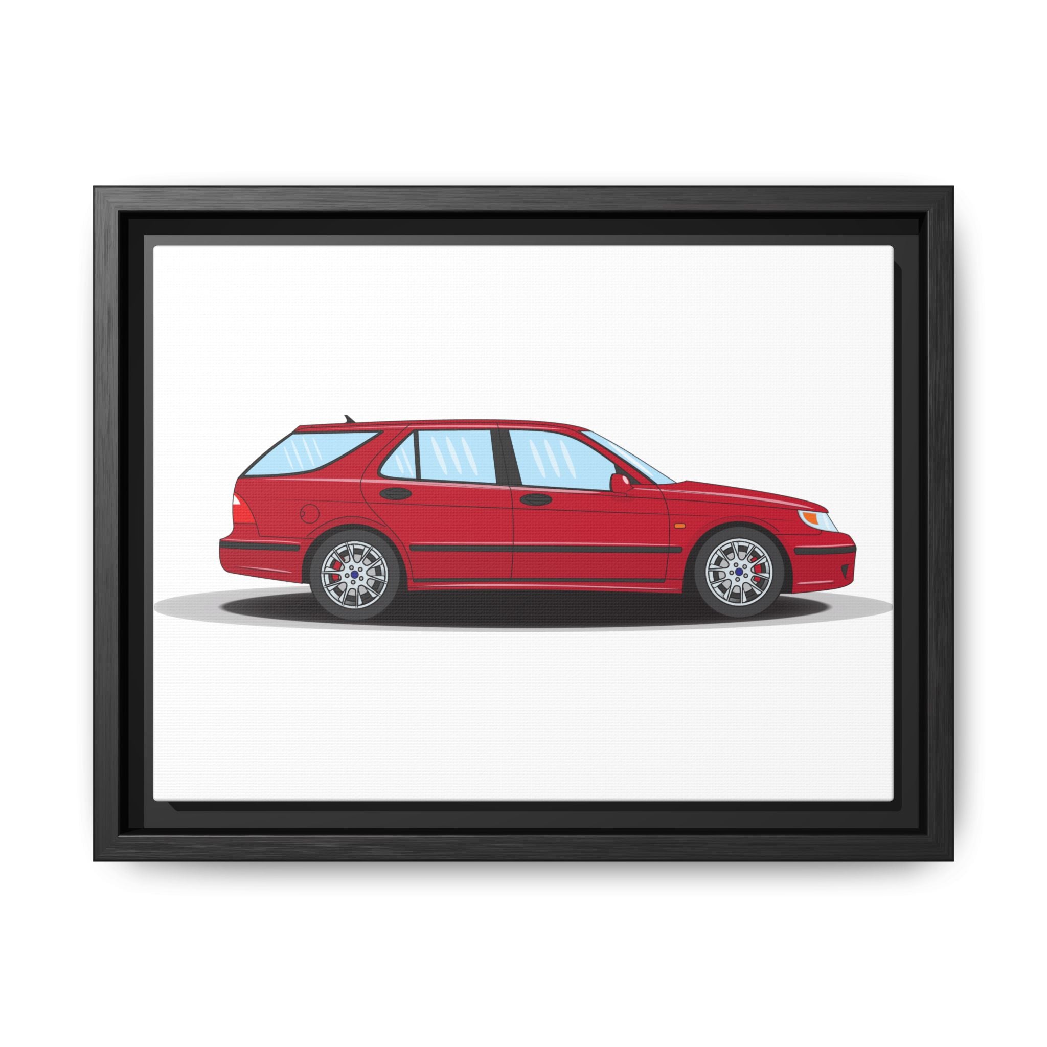 Saab 9-5 OG Aero Wagon Laser Red Art Print — Framed Matte Canvas Wall Decor