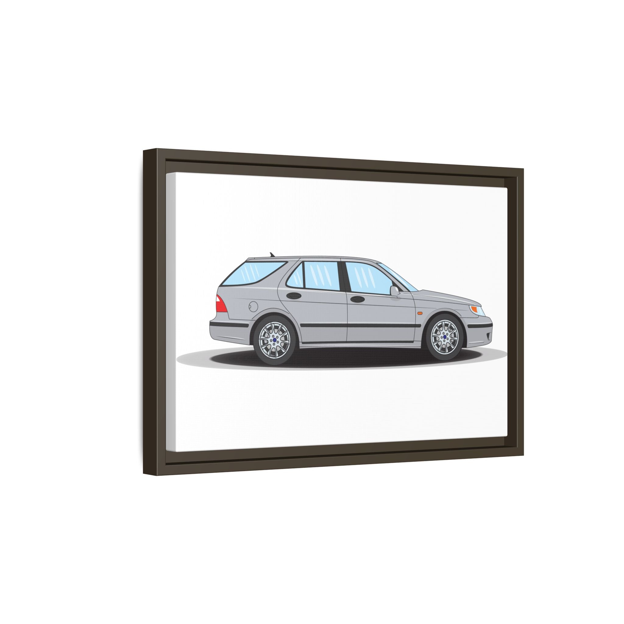 Saab 9-5 OG Aero Wagon Silver Metallic Art Print — Framed Matte Canvas Wall Decor