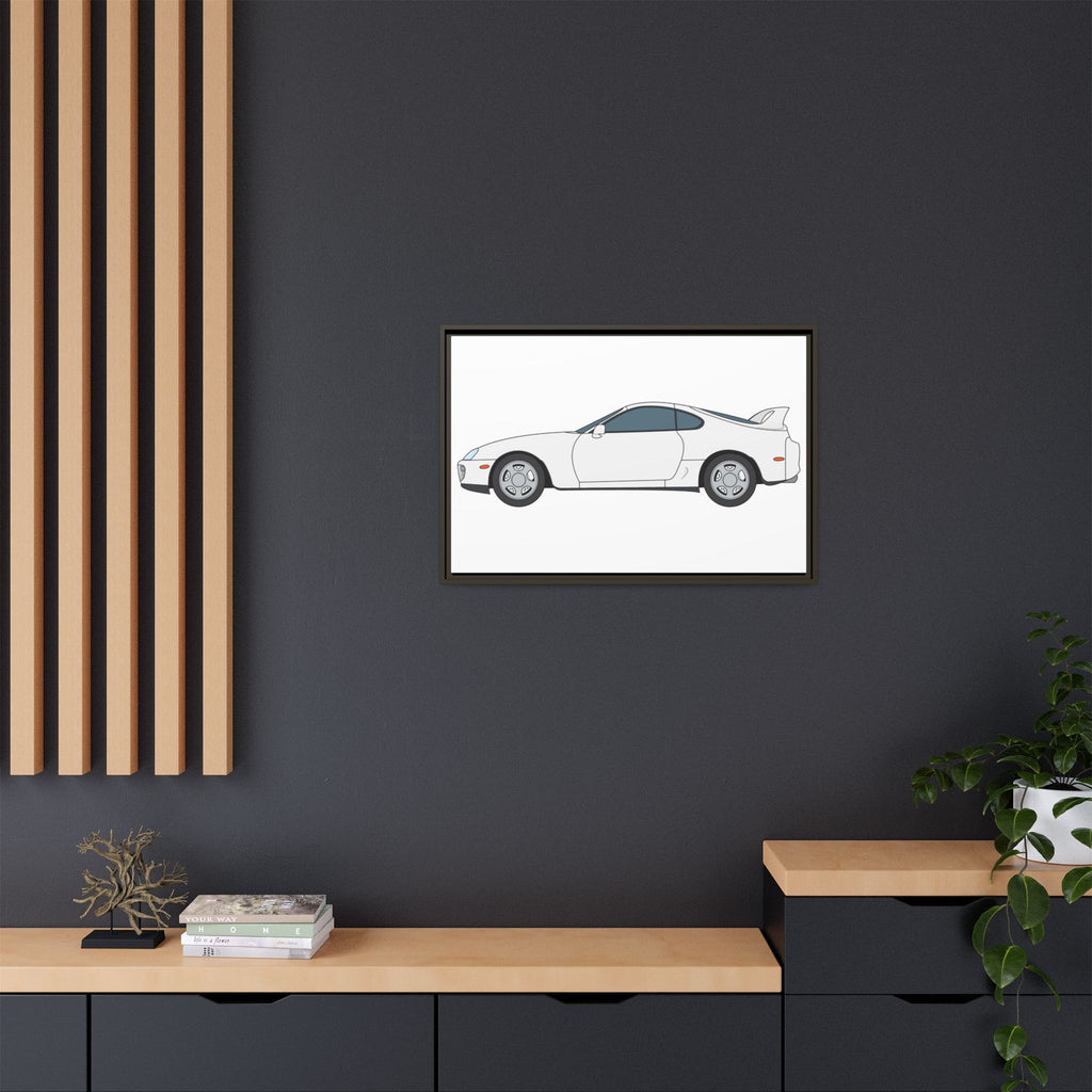Toyota Supra MK4 Super White ll Art Print — Framed Matte Canvas Wall Decor