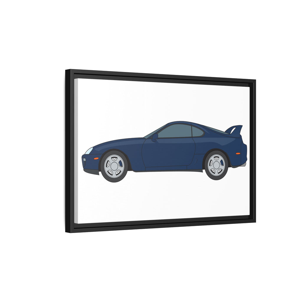 Toyota Supra MK4 Royal Sapphire Art Print — Framed Matte Canvas Wall Decor