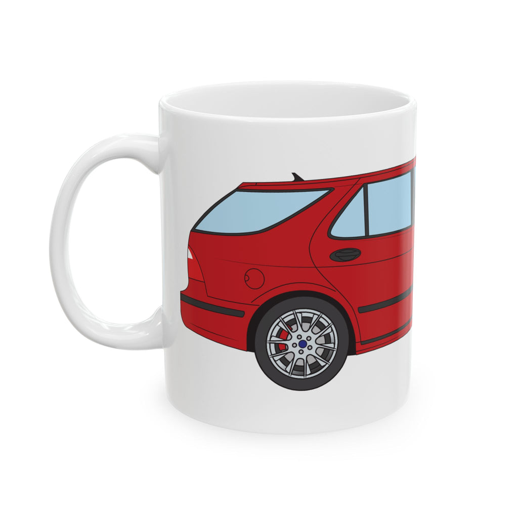 Saab 9-5 OG Aero Wagon Laser Red — Ceramic Mug — Coffee Cup (11oz & 15oz)