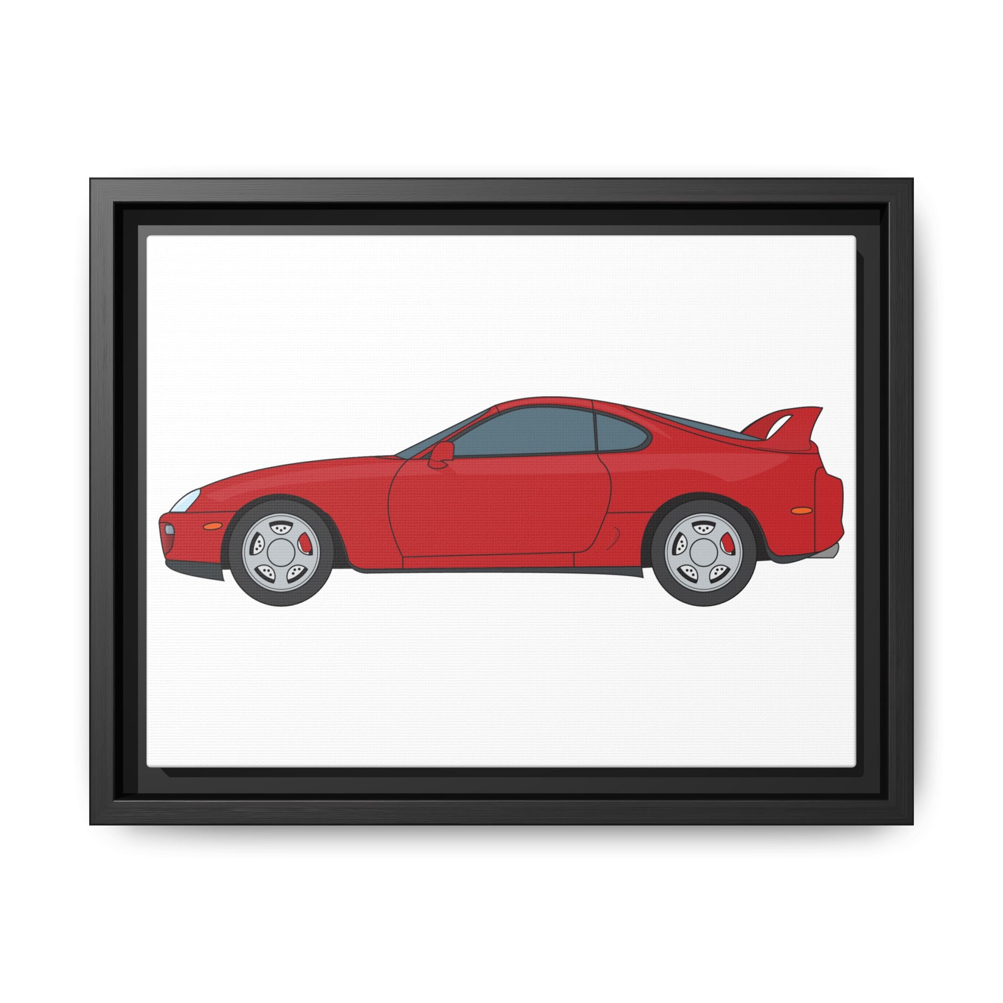 Toyota Supra MK4 Super Red ll Art Print — Framed Matte Canvas Wall Decor