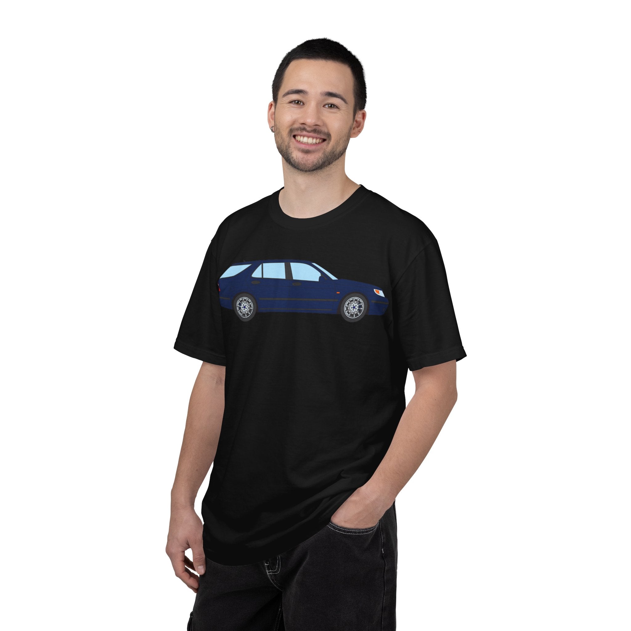 Saab 9-5 OG Aero Wagon Midnight Blue  — T-Shirt — Retro Car Graphic Tee