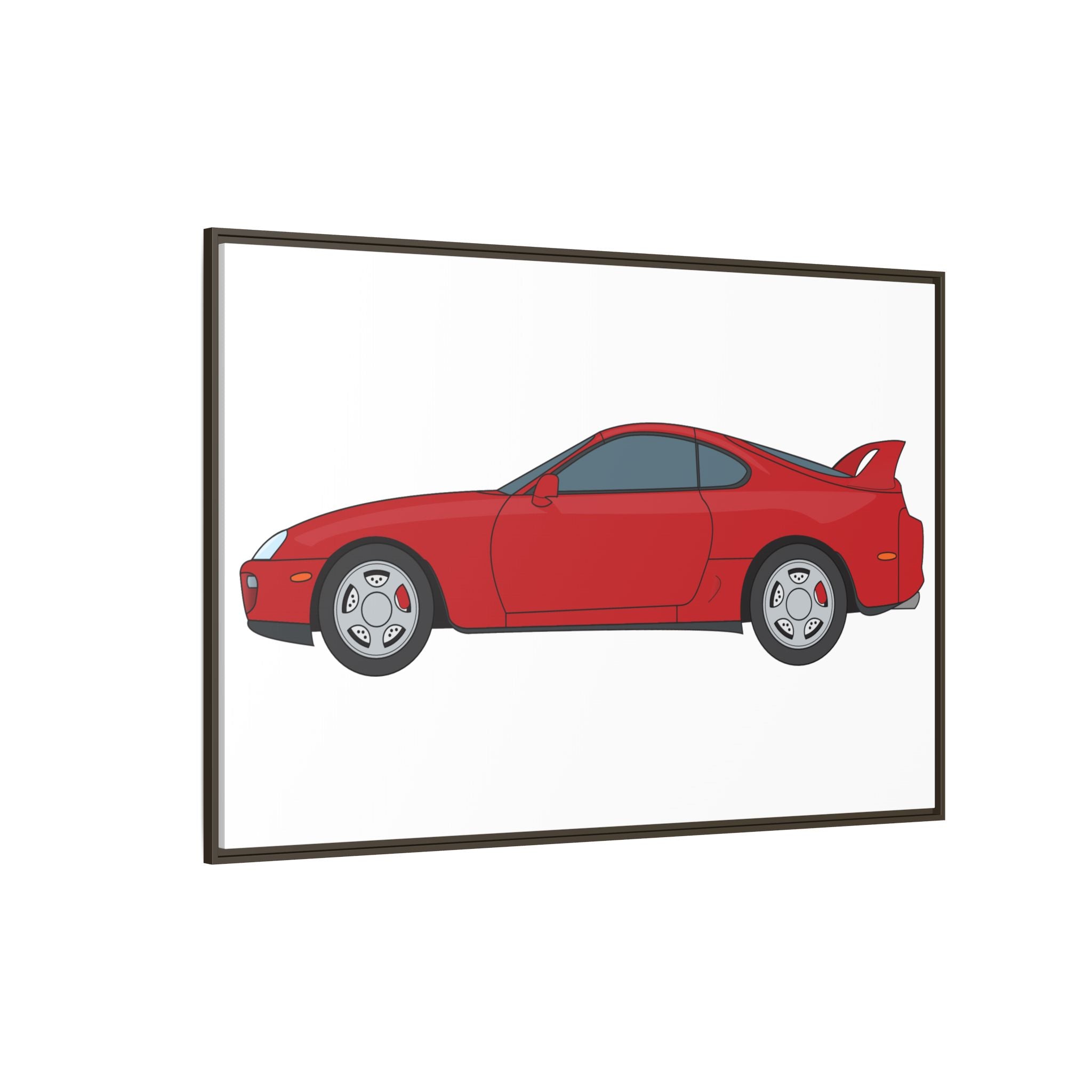 Toyota Supra MK4 Super Red ll Art Print — Framed Matte Canvas Wall Decor
