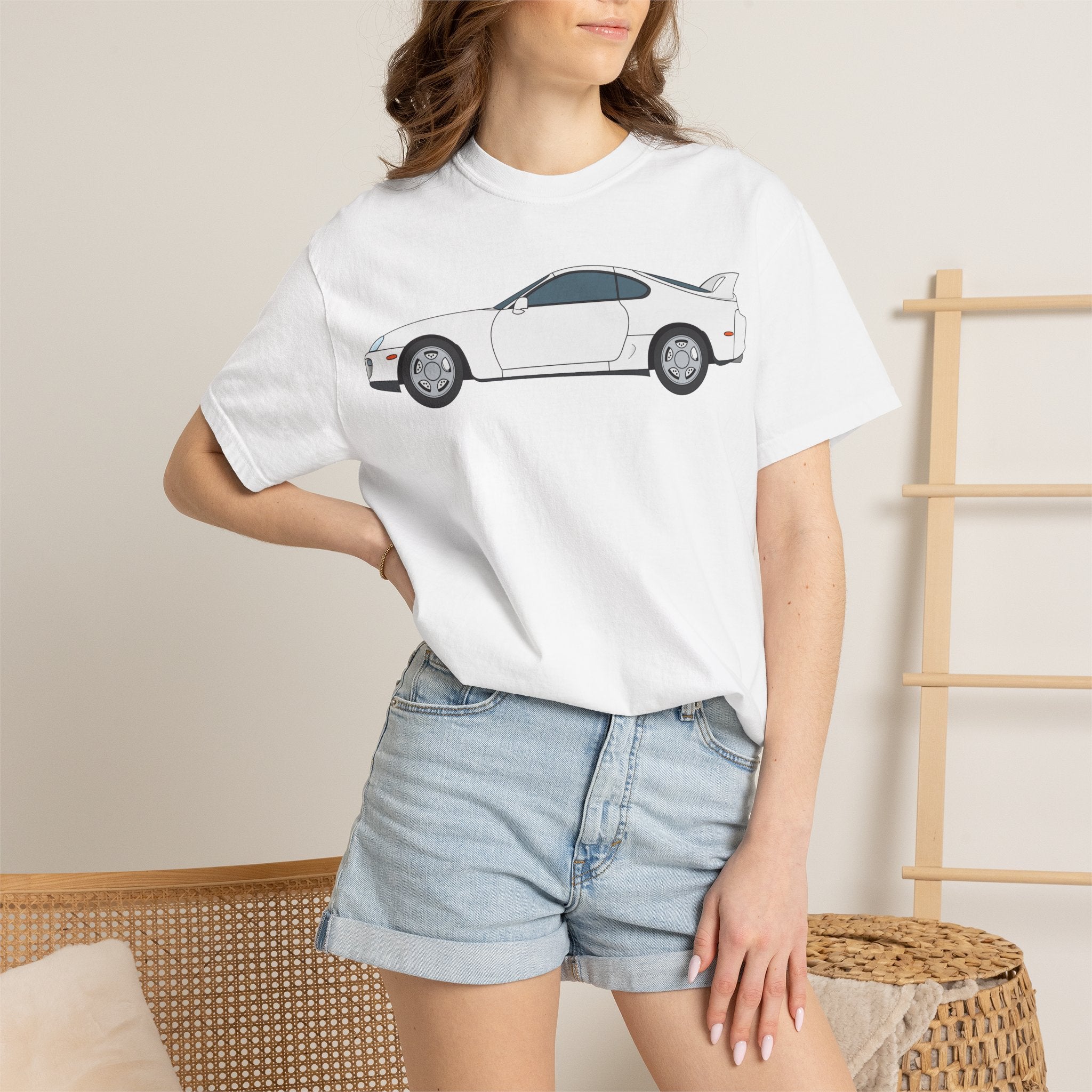Toyota Supra MK4 Super White ll  — T-Shirt — Retro Car Graphic Tee
