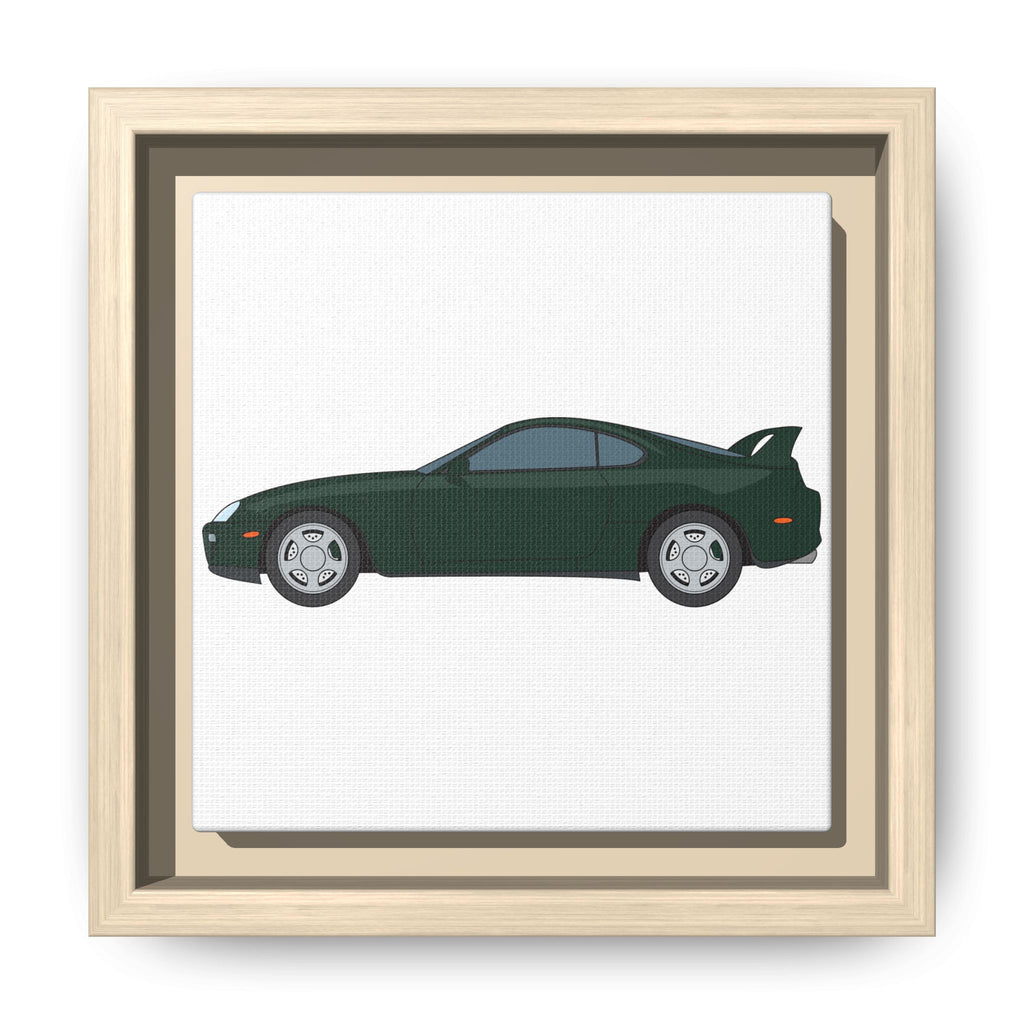 Toyota Supra MK4 Dark Green Mica Art Print — Framed Matte Canvas Wall Decor