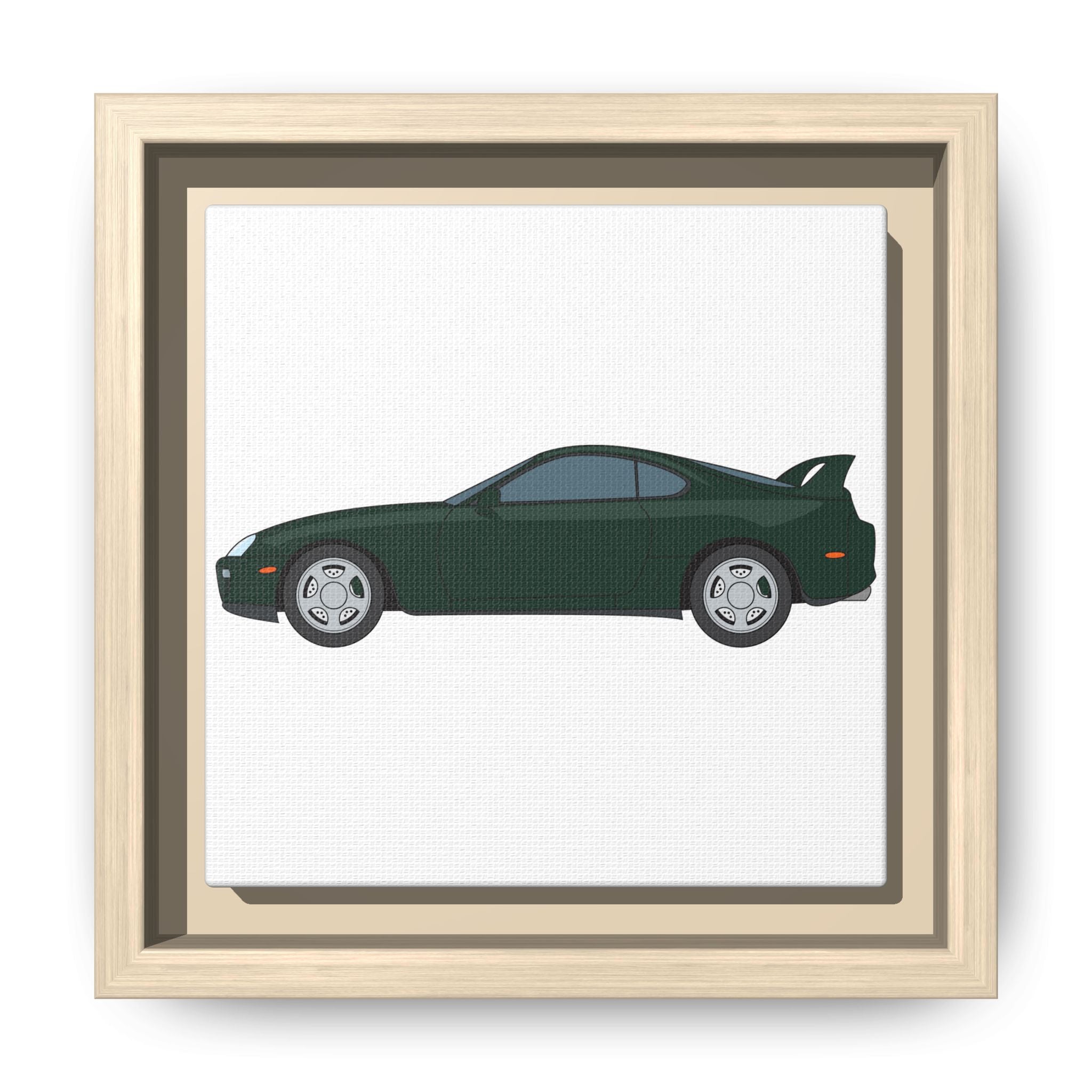 Toyota Supra MK4 Dark Green Mica Art Print — Framed Matte Canvas Wall Decor