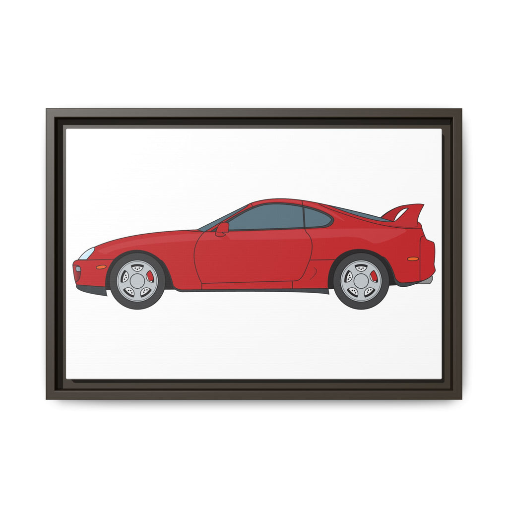 Toyota Supra MK4 Super Red ll Art Print — Framed Matte Canvas Wall Decor