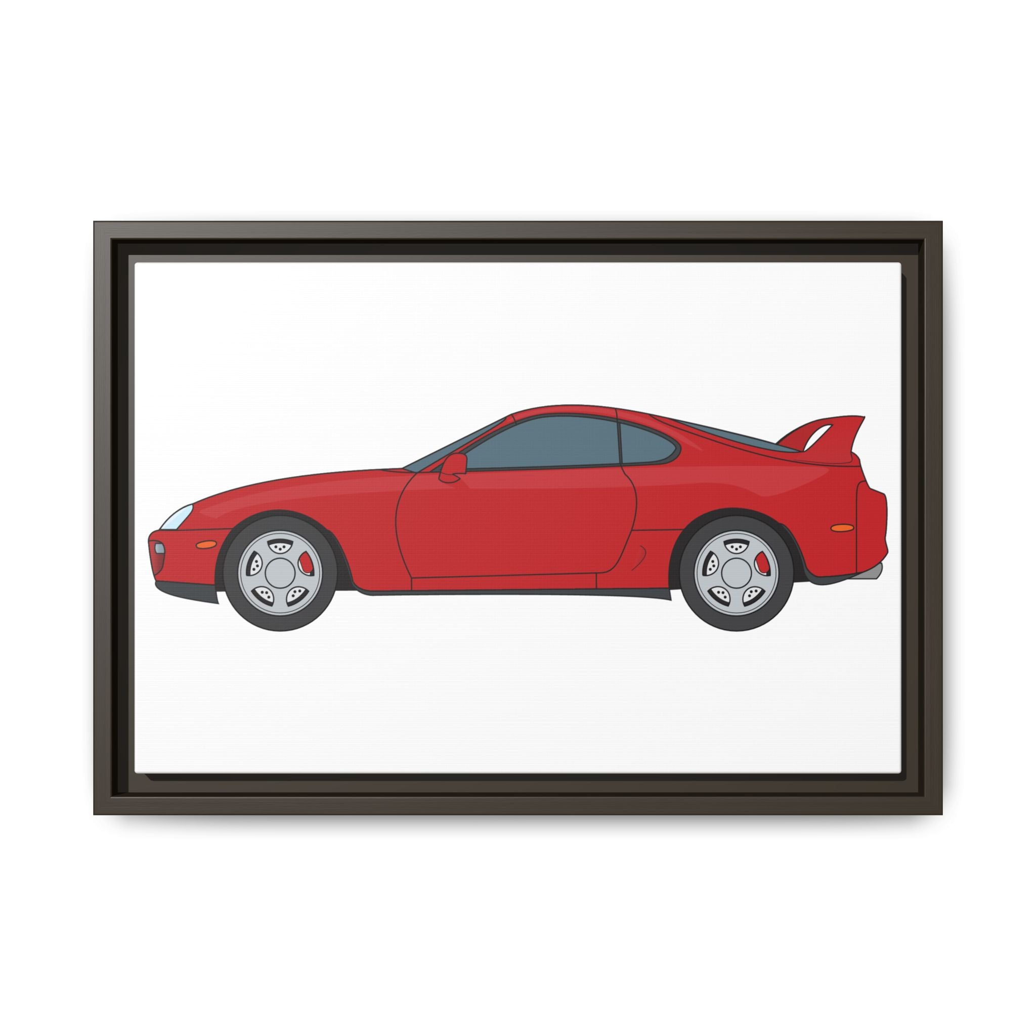 Toyota Supra MK4 Super Red ll Art Print — Framed Matte Canvas Wall Decor