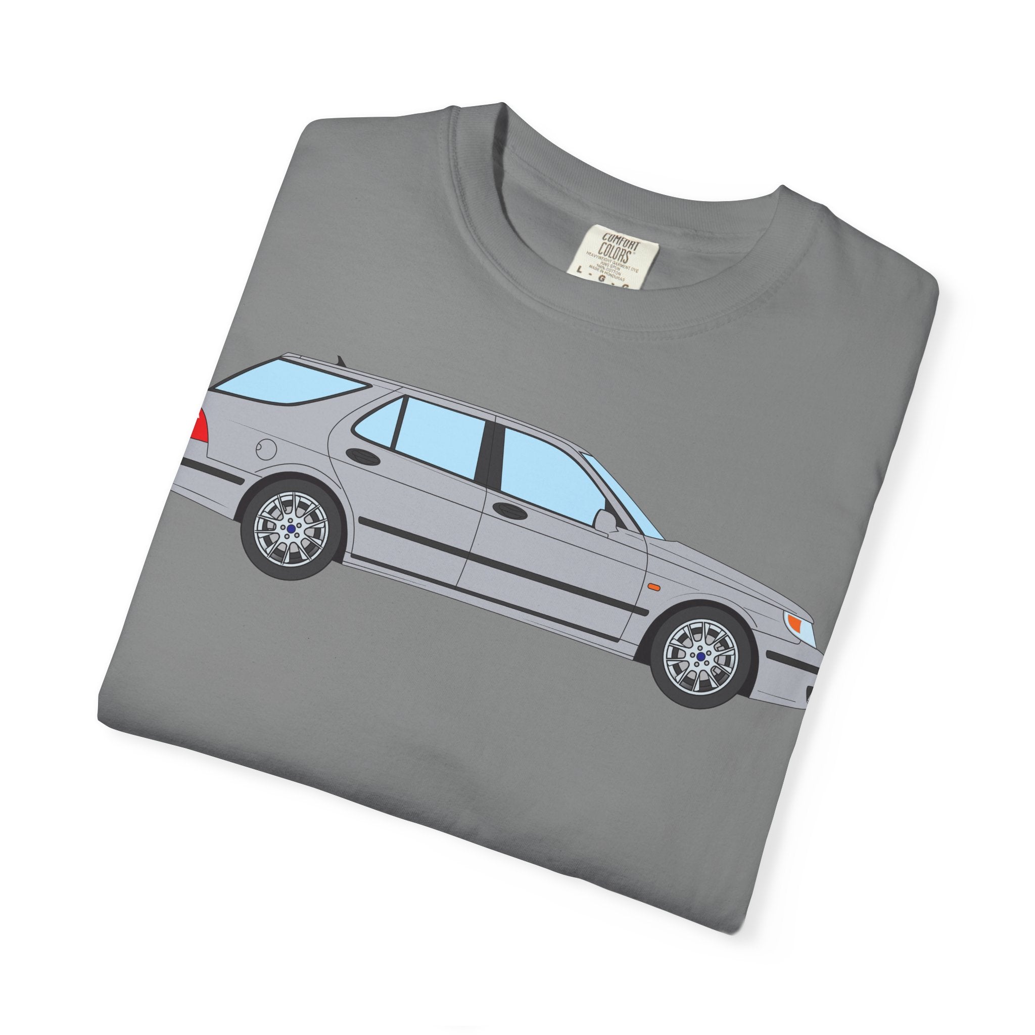 Saab 9-5 OG Aero Wagon Silver Metallic  — T-Shirt — Retro Car Graphic Tee