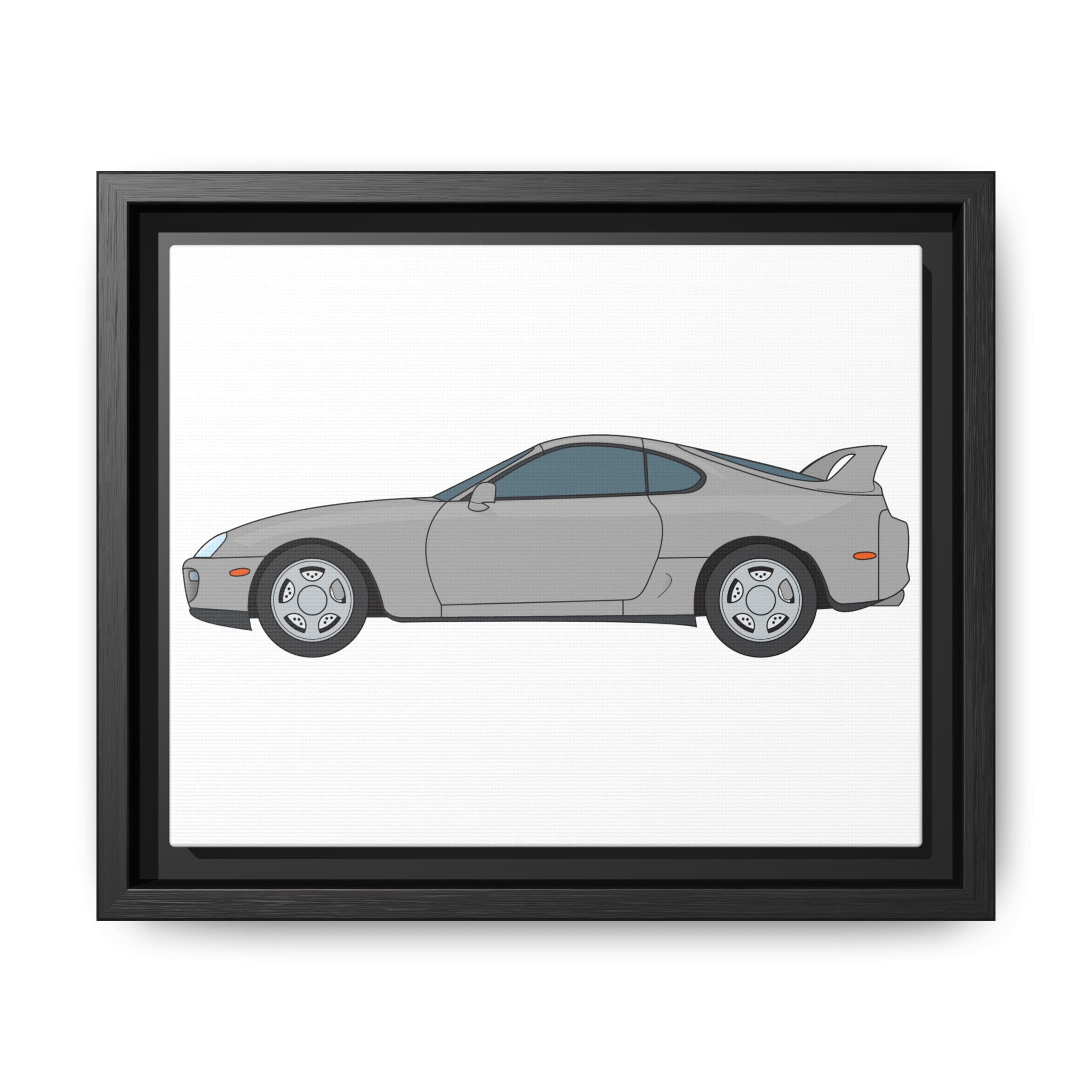 Toyota Supra MK4 Silver Metallic Art Print — Framed Matte Canvas Wall Decor