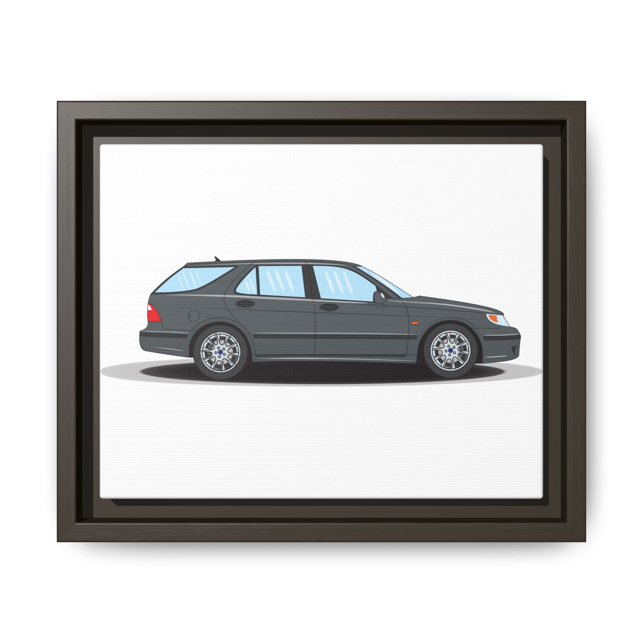 Saab 9-5 OG Aero Steel Grey Art Print — Framed Matte Canvas Wall Decor